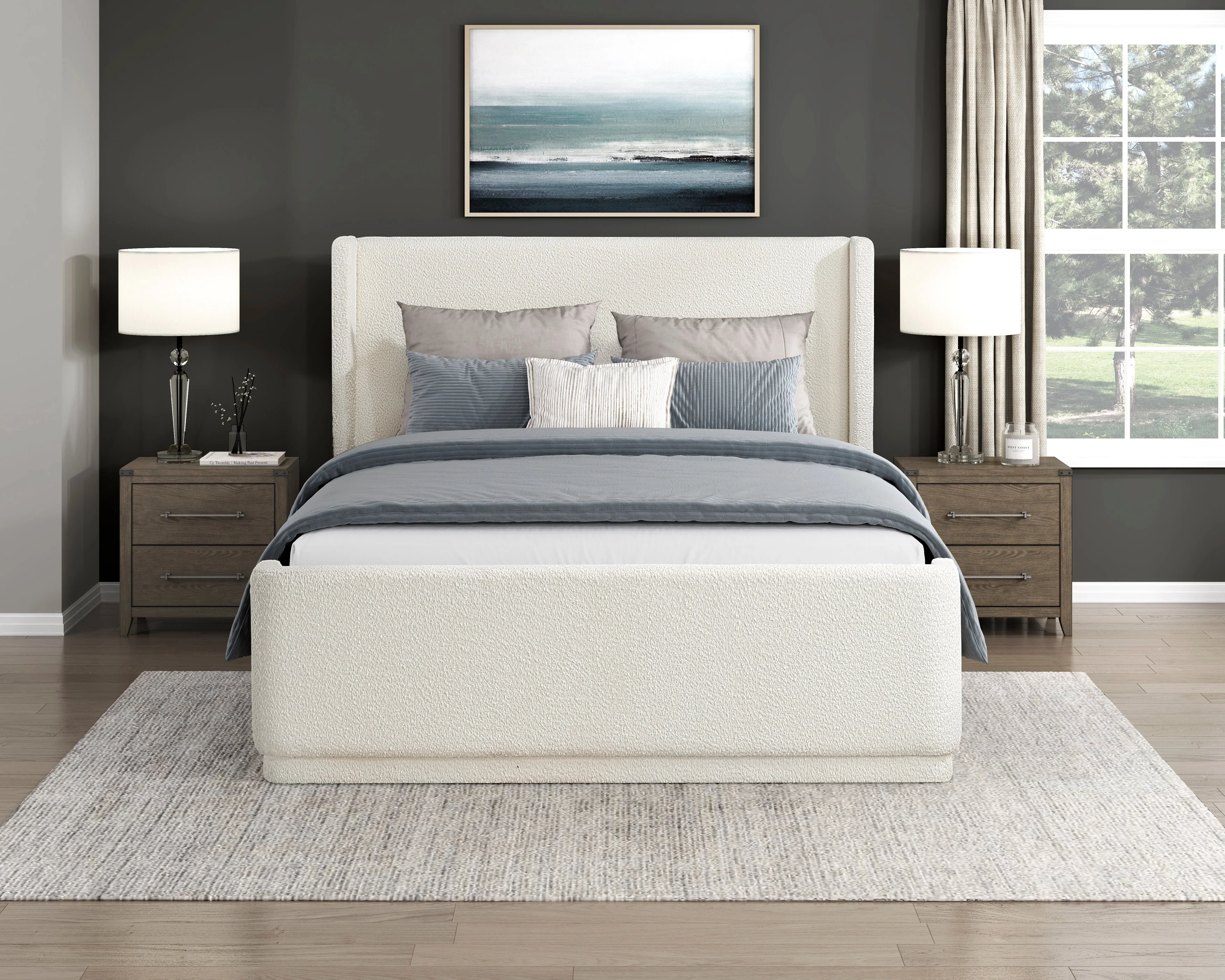 Carmel Beige Full Upholstered Platform Bed - Image 10
