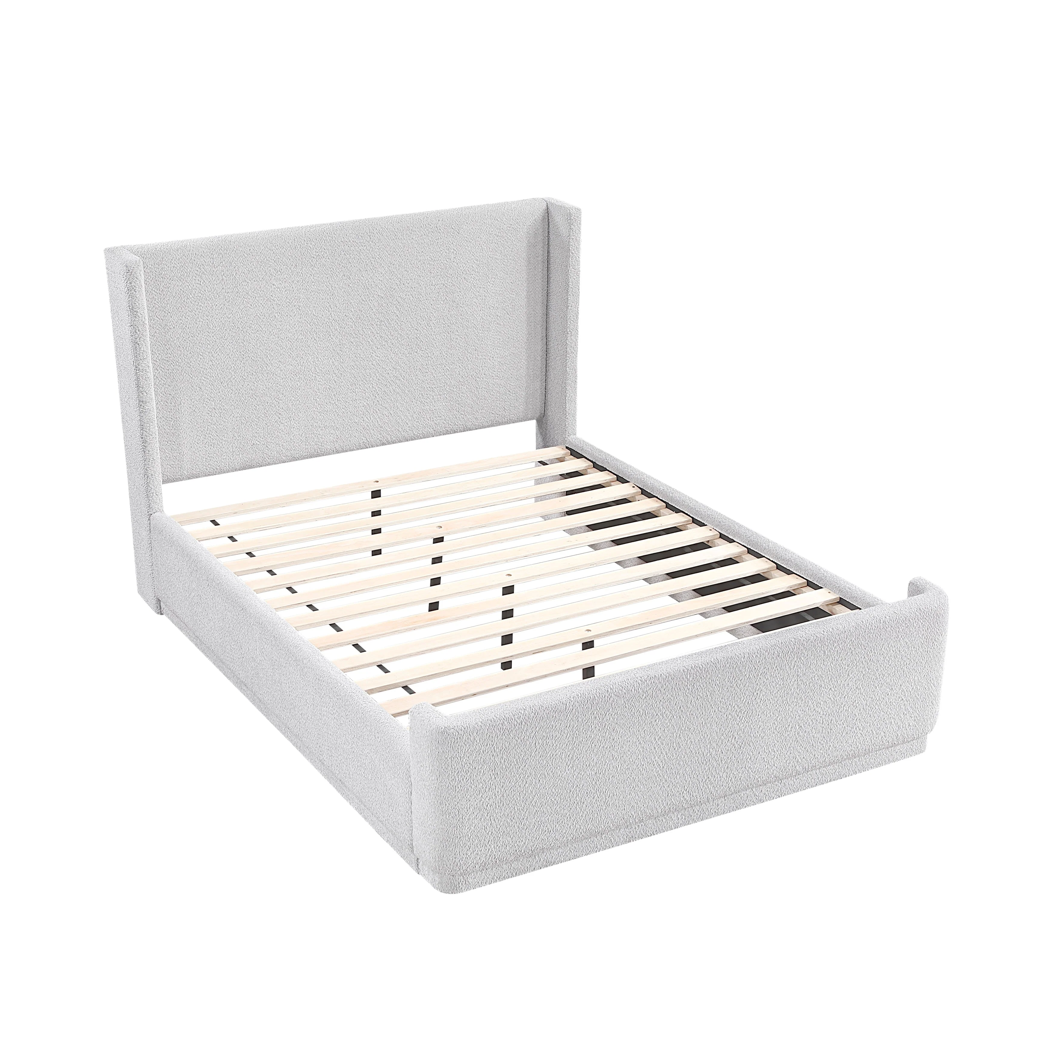 Carmel Light Gray Full Upholstered Platform Bed - Image 4