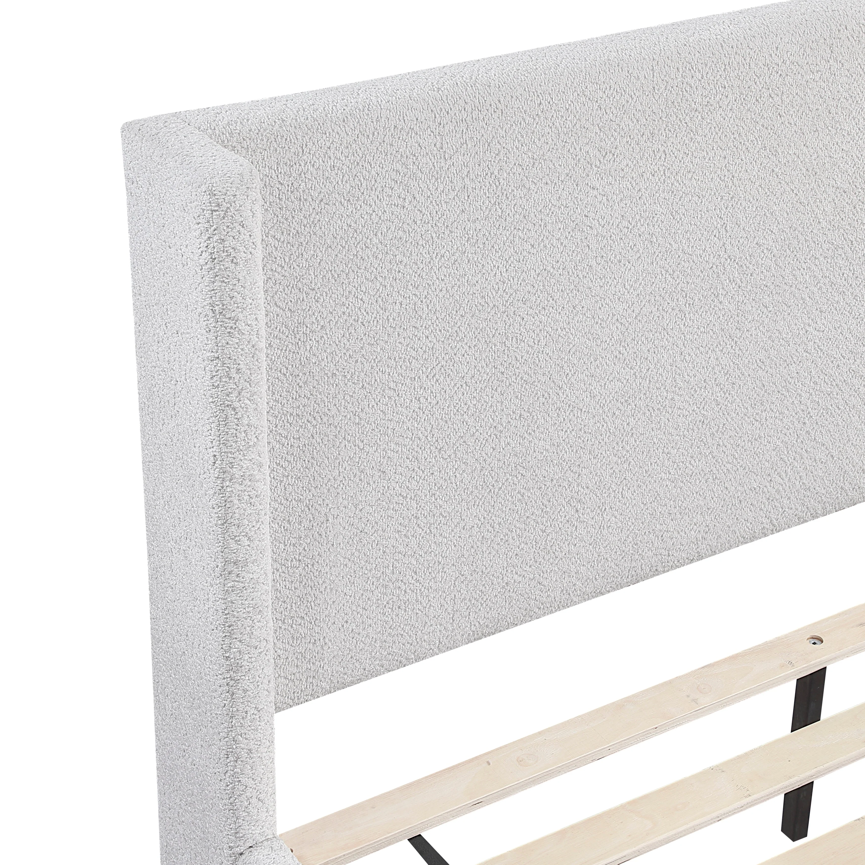 Carmel Light Gray Full Upholstered Platform Bed - Image 8