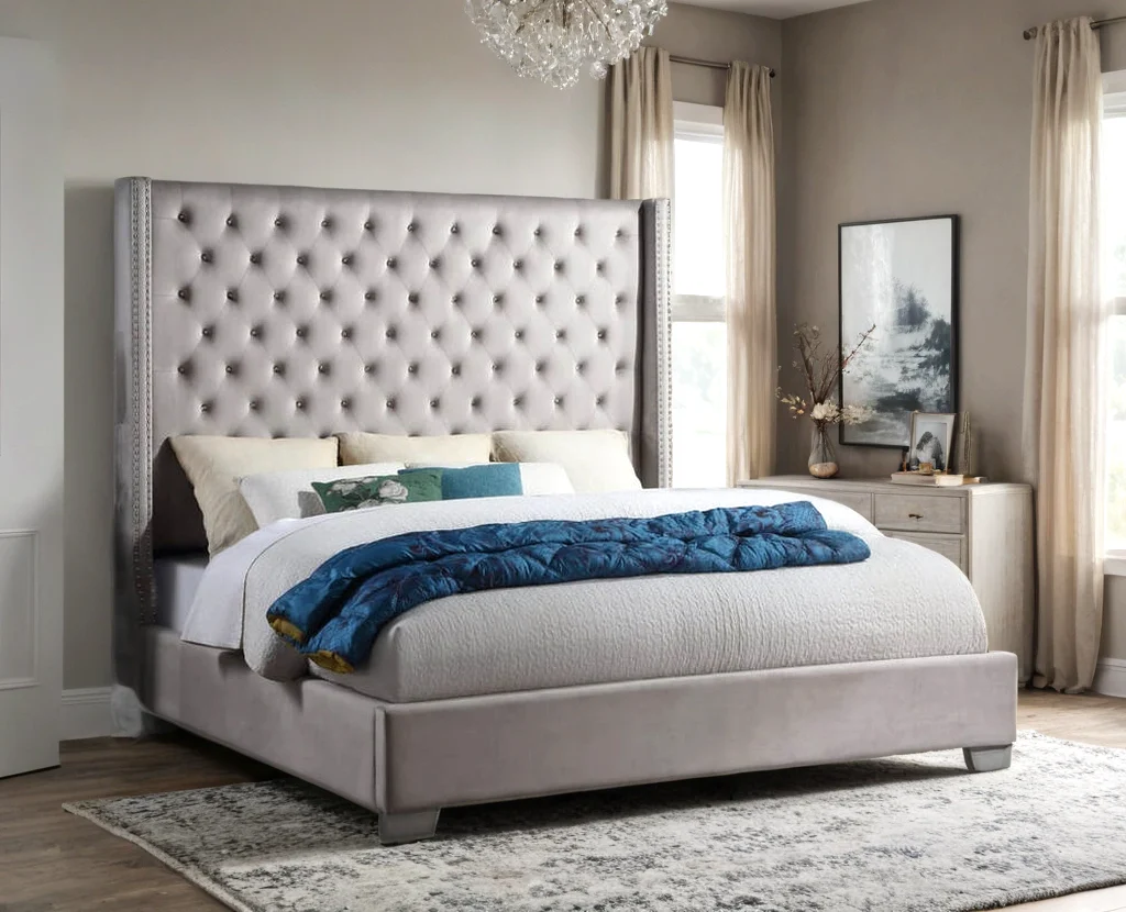 Carmen Silver Diamond Tufted King Bed - Image 2