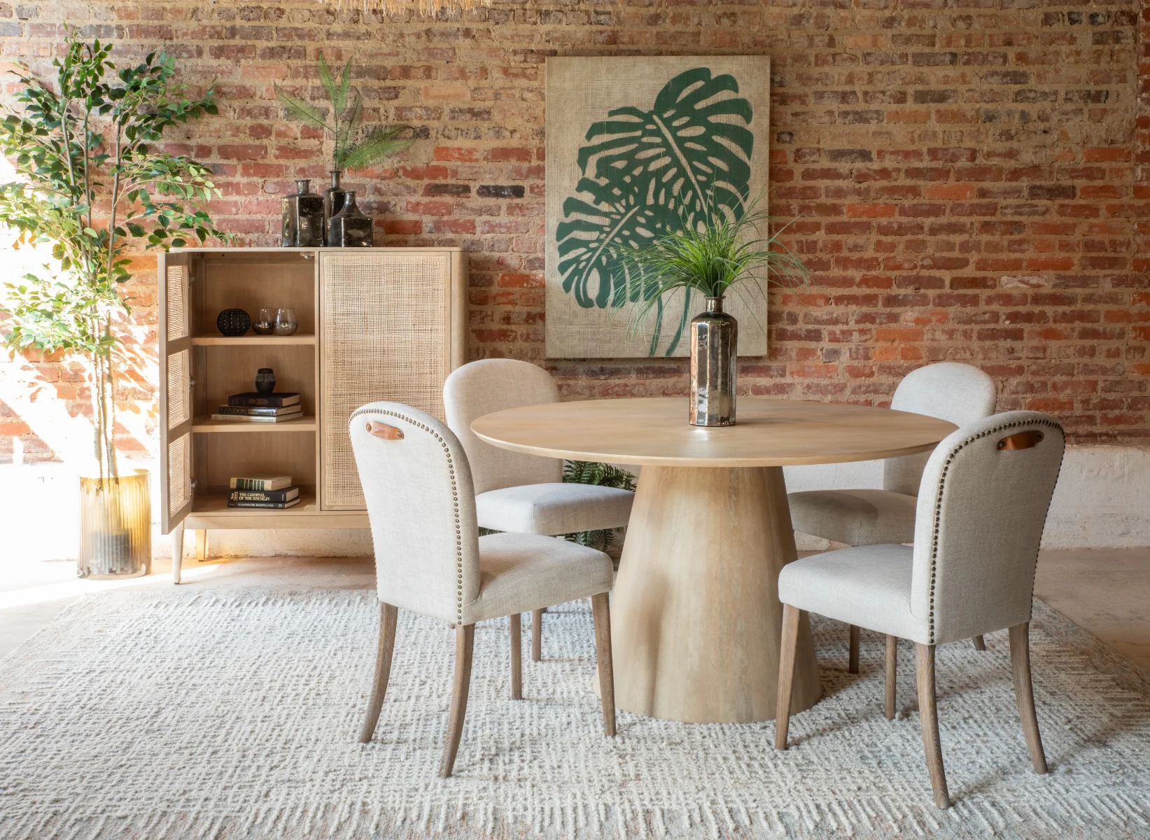 Casablanca 54" Round Dining Table in Natural White - Image 4