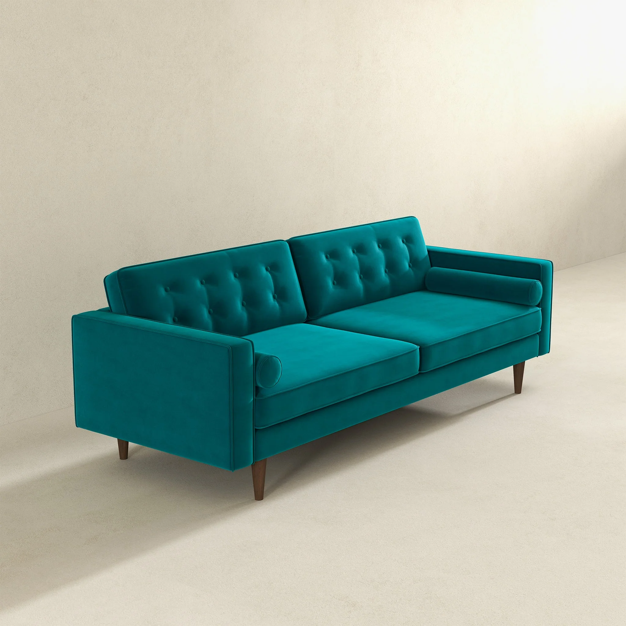Casey Tufted Back Teal Velvet Upholstered Sofa - Image 5