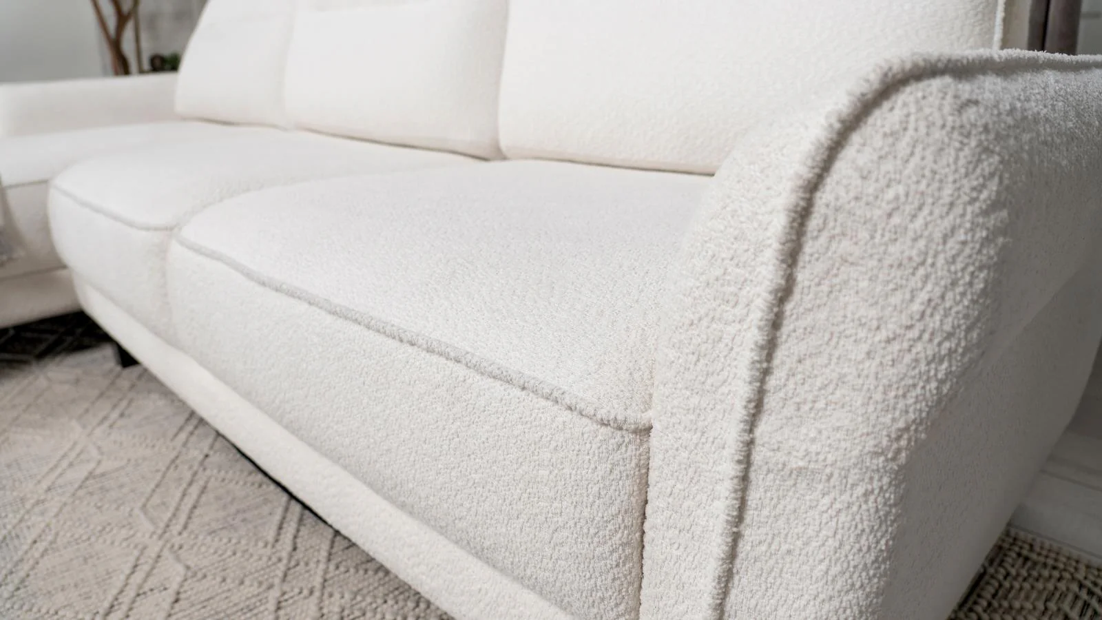 Caspian White and Black Upholstered Curved Arms Sectional Sofa - Image 13