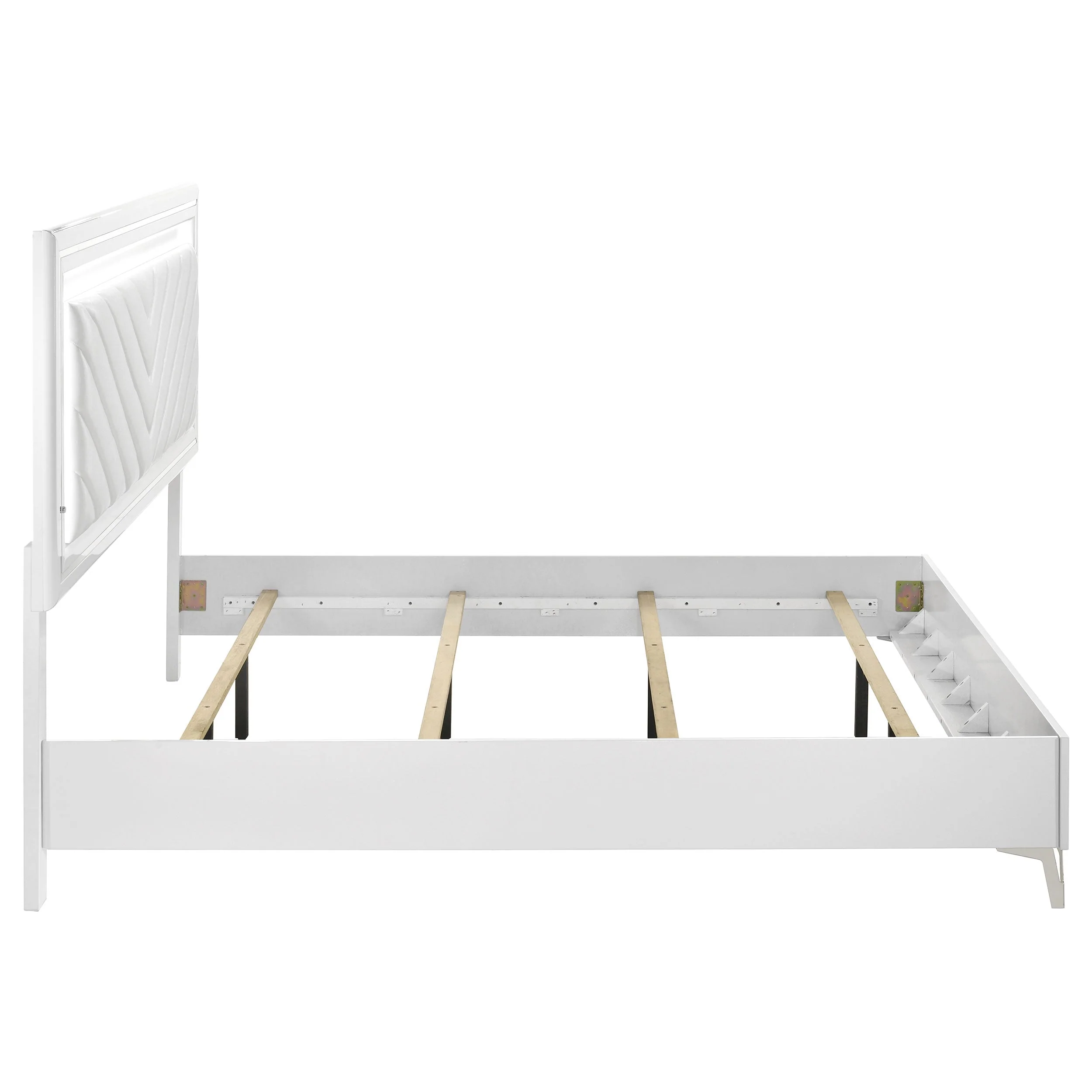 Cassia White High Gloss Eastern King LED Panel Bed - Image 6