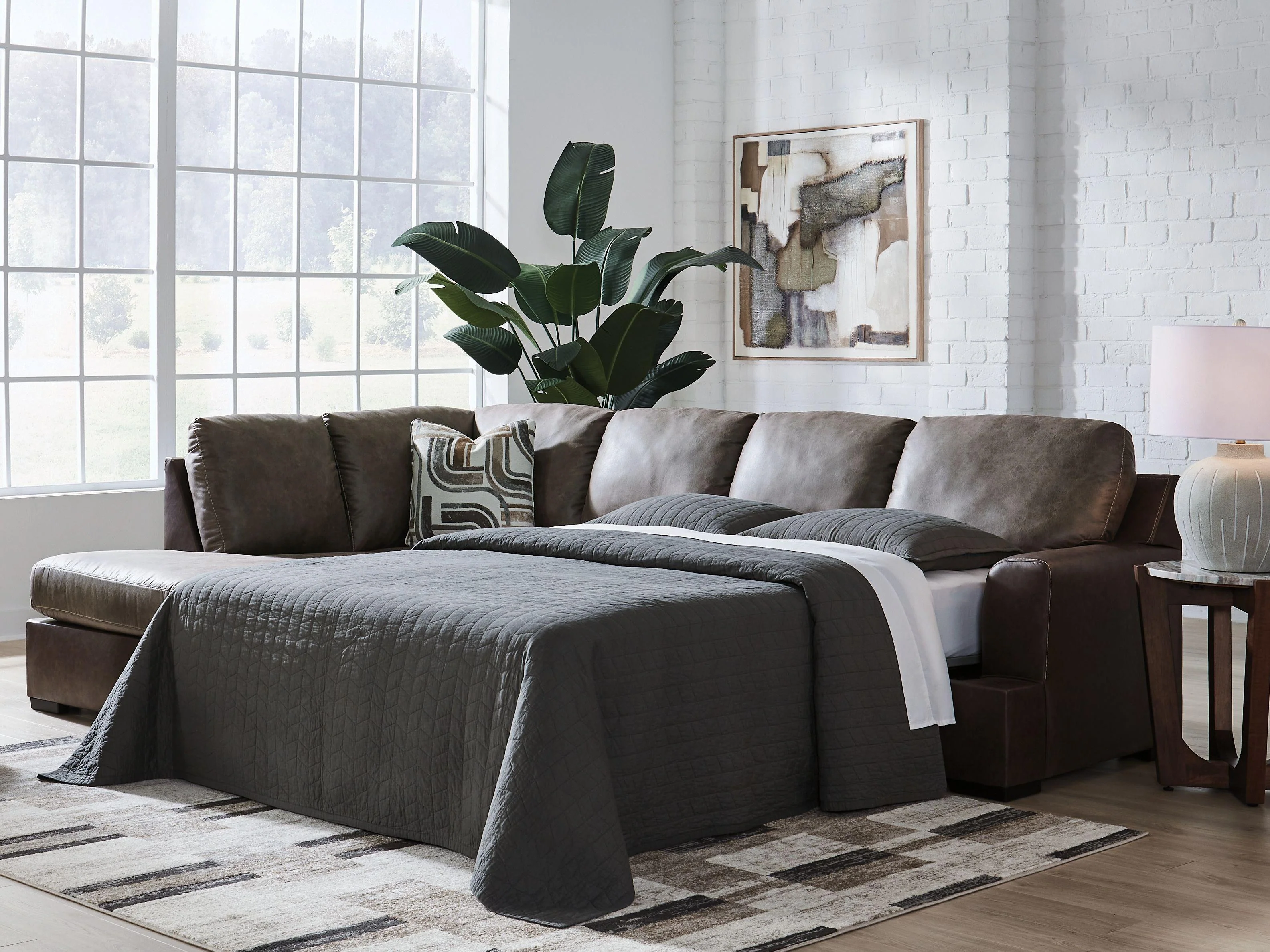 Castille Way Fossil 2-Piece Sleeper Sectional With LAF Corner Chaise