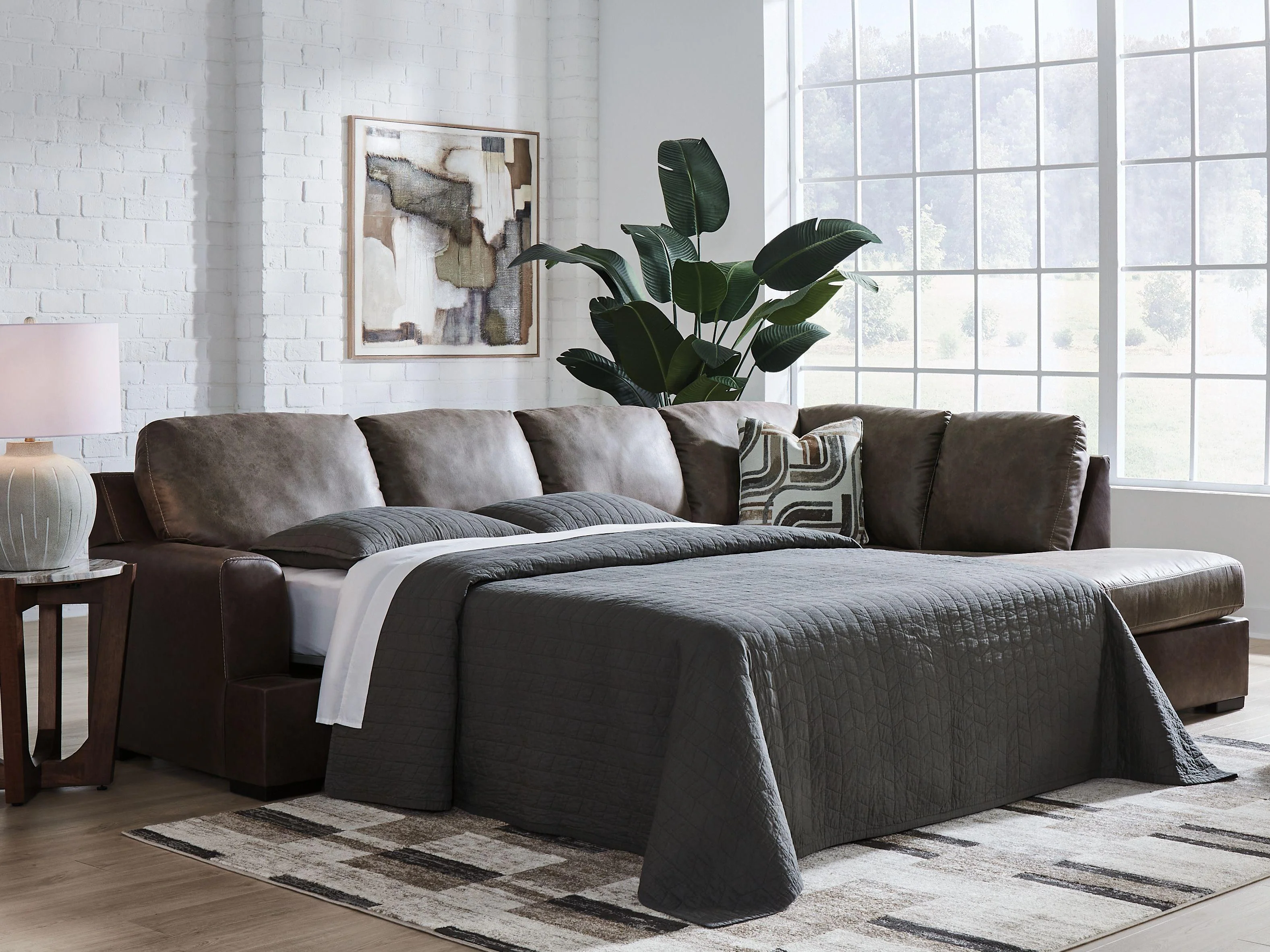 Castille Way Fossil 2-Piece Sleeper Sectional With RAF Corner Chaise