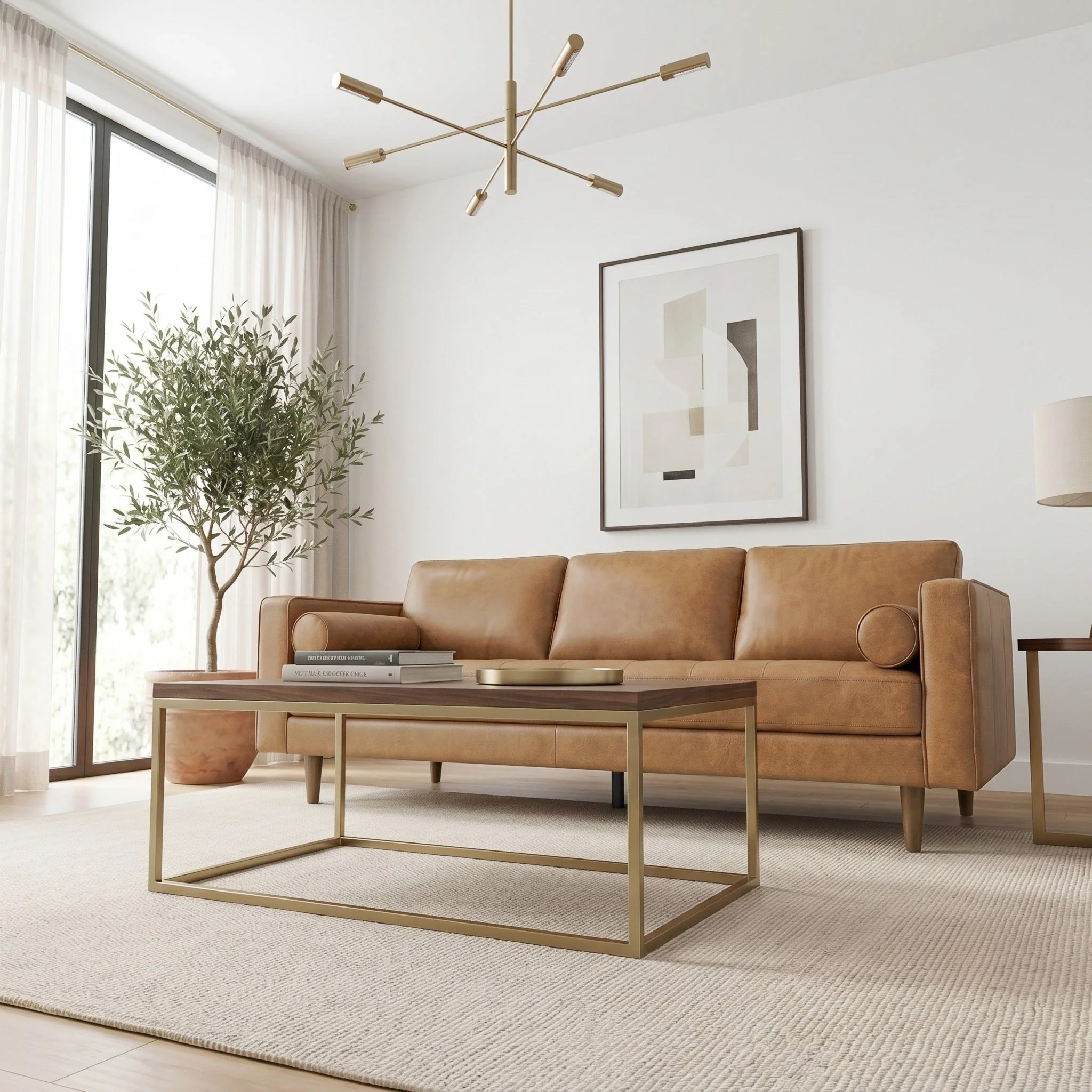 Catherine Genuine Tan Leather Sofa - Image 4