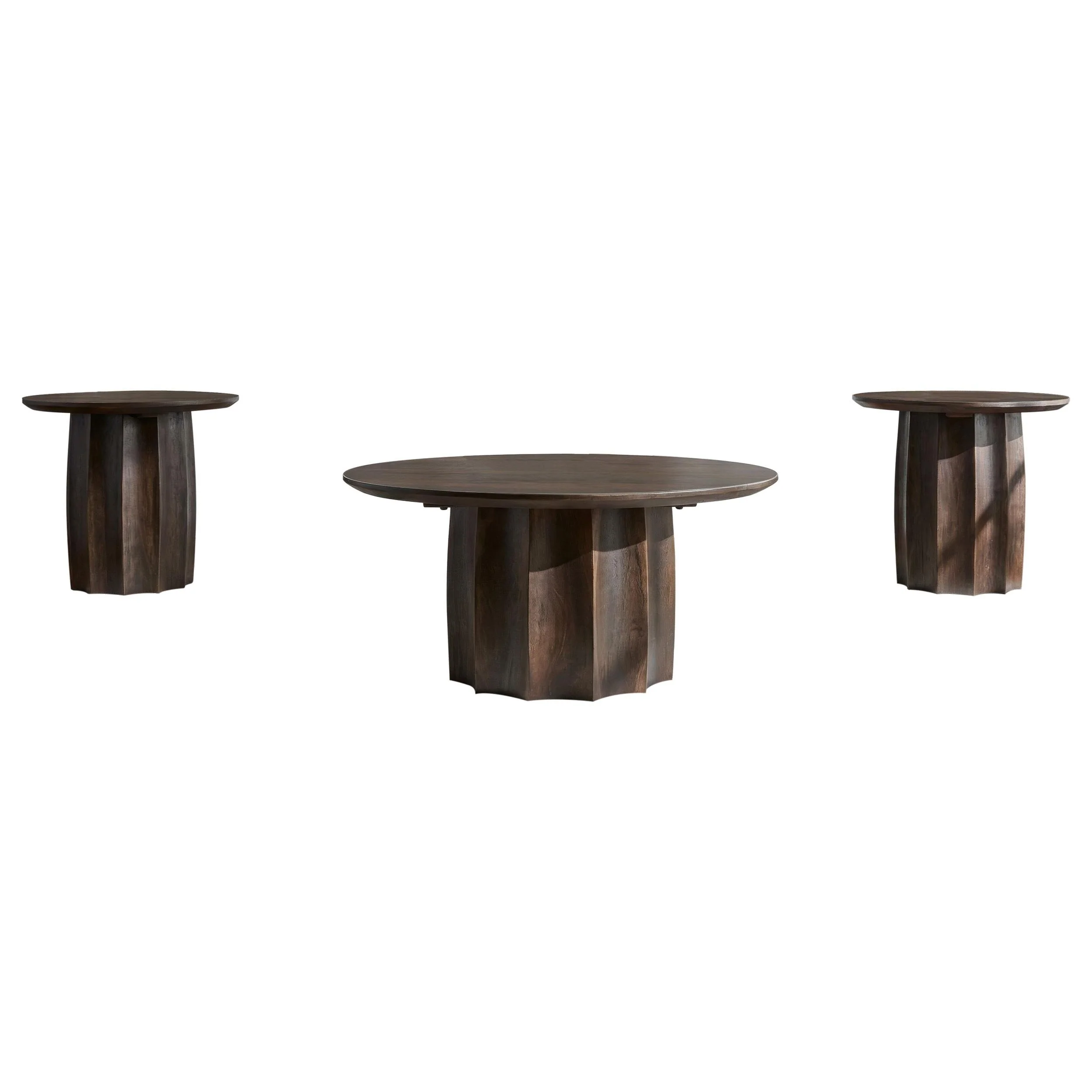 Cayenne Walnut 3-Piece Solid Mango Wood Coffee Table Set - Image 2