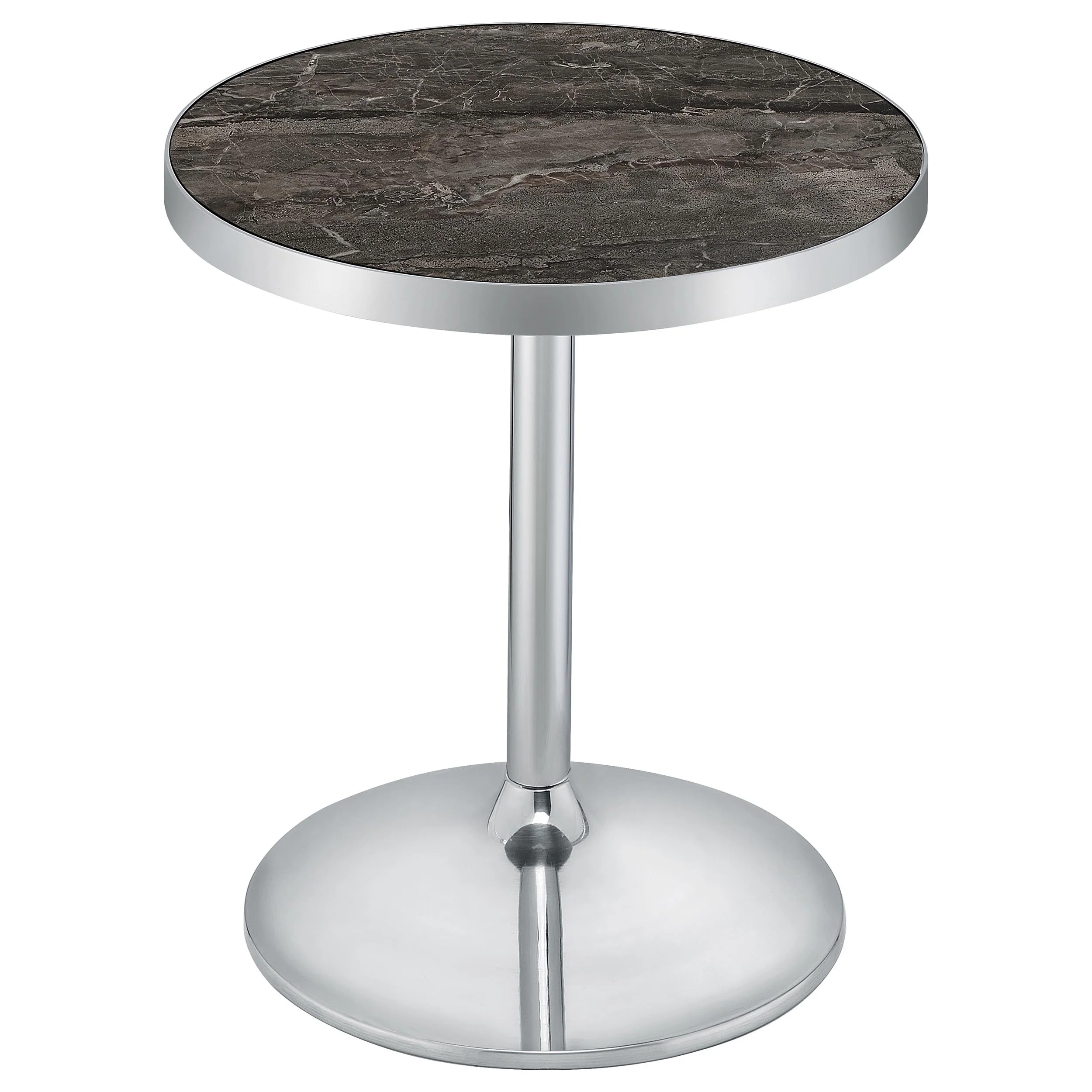 Cazen Grey Round Faux Marble Top Pedestal Side Table - Image 5