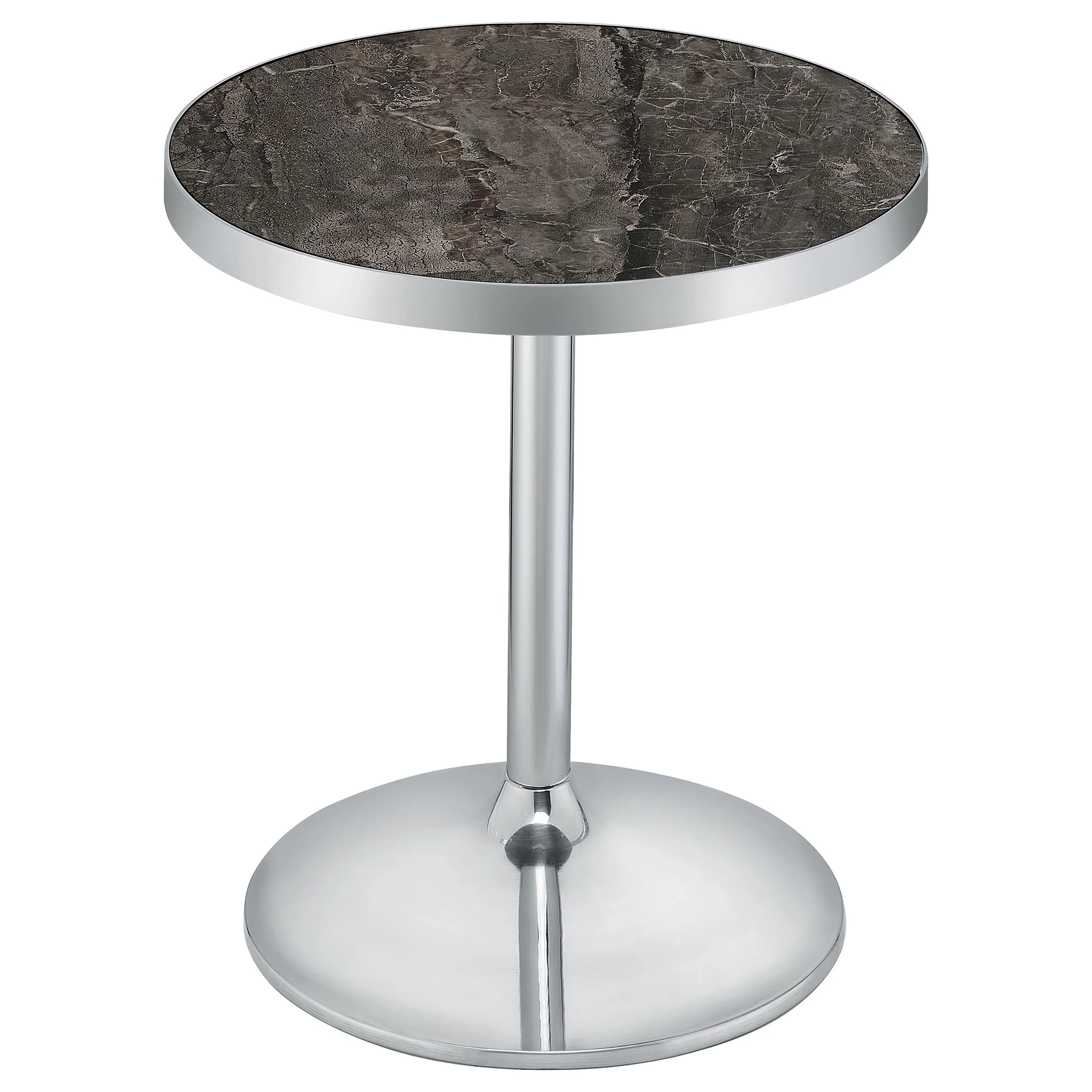 Cazen Grey Round Faux Marble Top Pedestal Side Table - Image 6