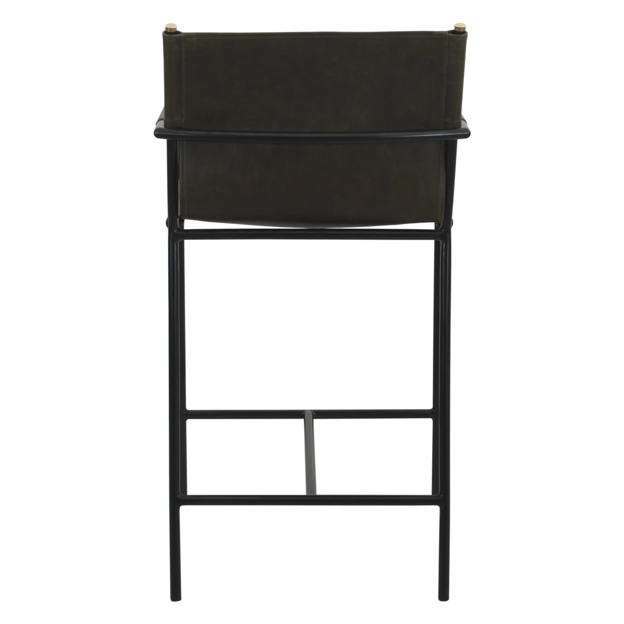 Irvine 20" Counter Armchair in Olive Green Leather and Iron - Image 14