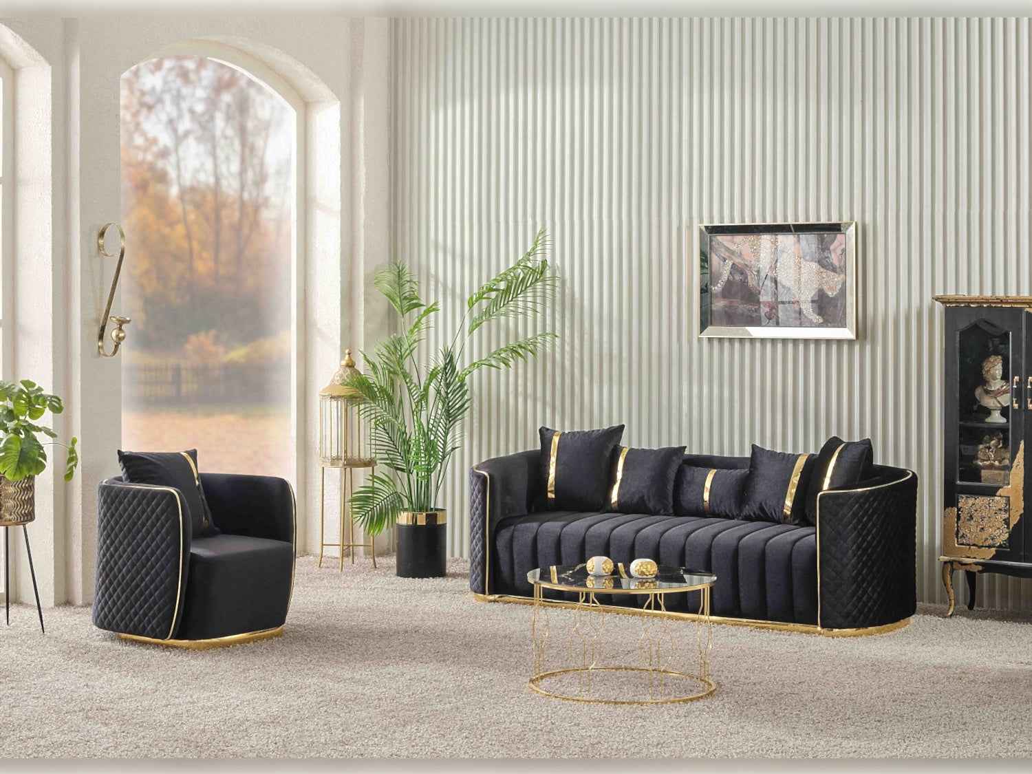 Ceko Black 3-pieces (Sofa & Loveseat & Chair) Livingroom Set - Image 3