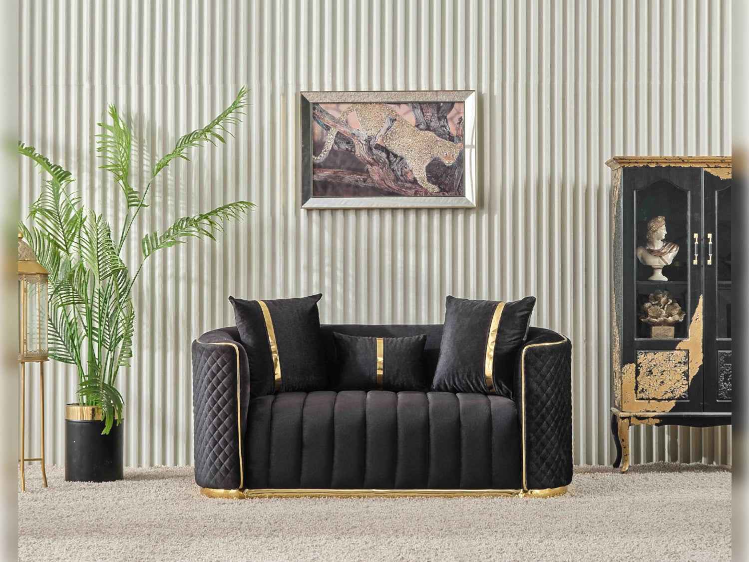 Ceko Black Stationary Loveseat - Image 2