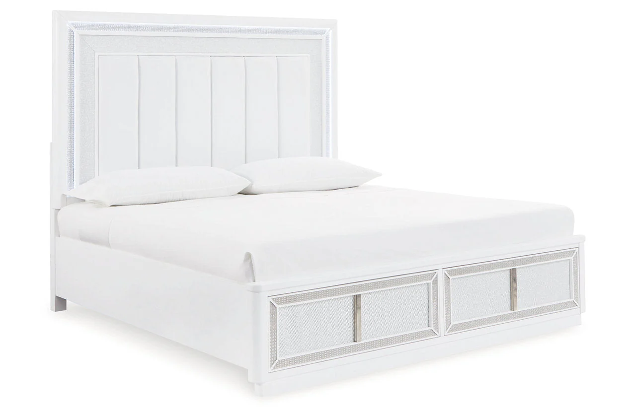 Chalanna White Upholstered Panel Storage Bedroom Set - Image 6
