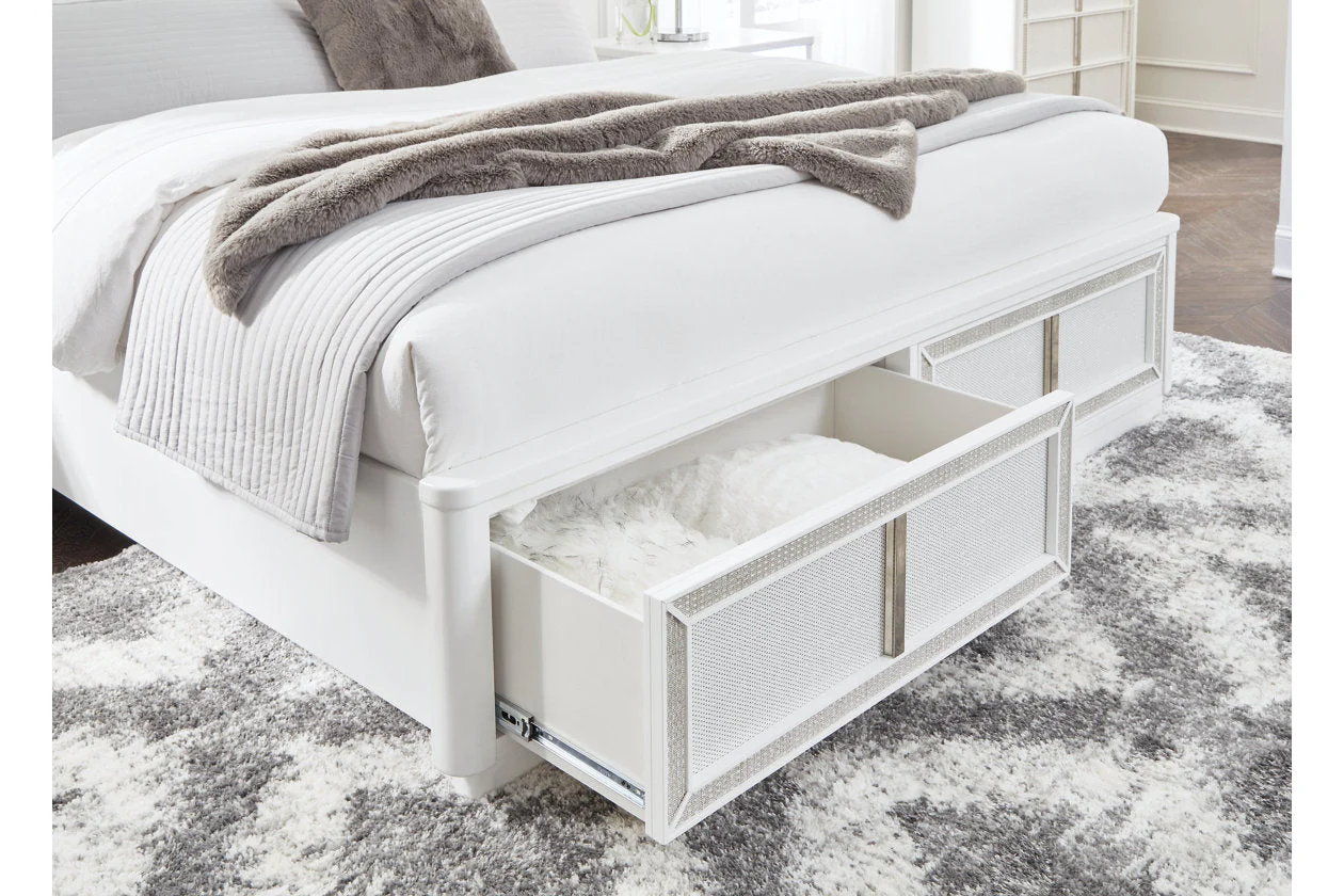 Chalanna White Upholstered Panel Storage Bedroom Set - Image 9