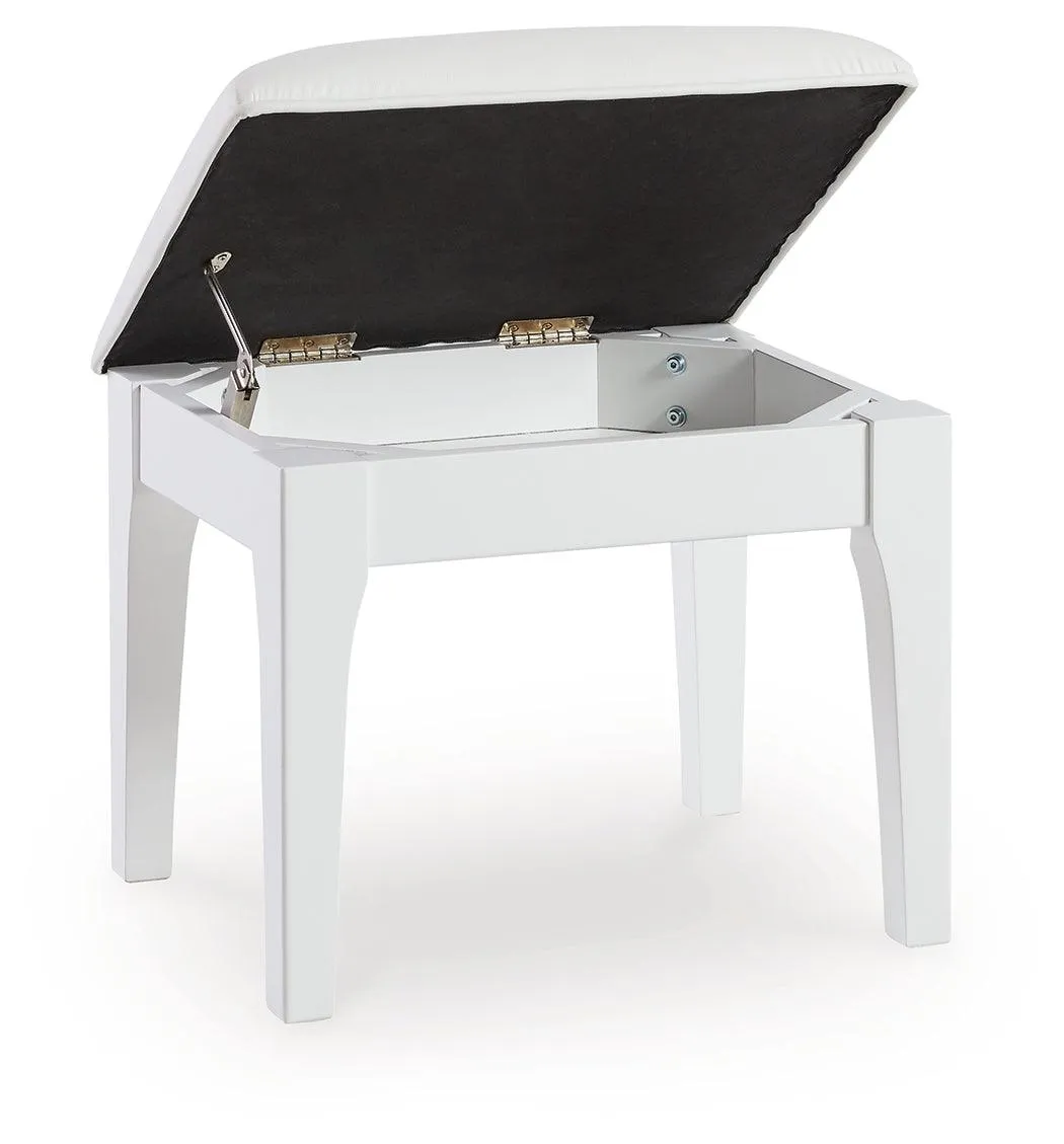 Chalanna White Vanity Stool - Image 4