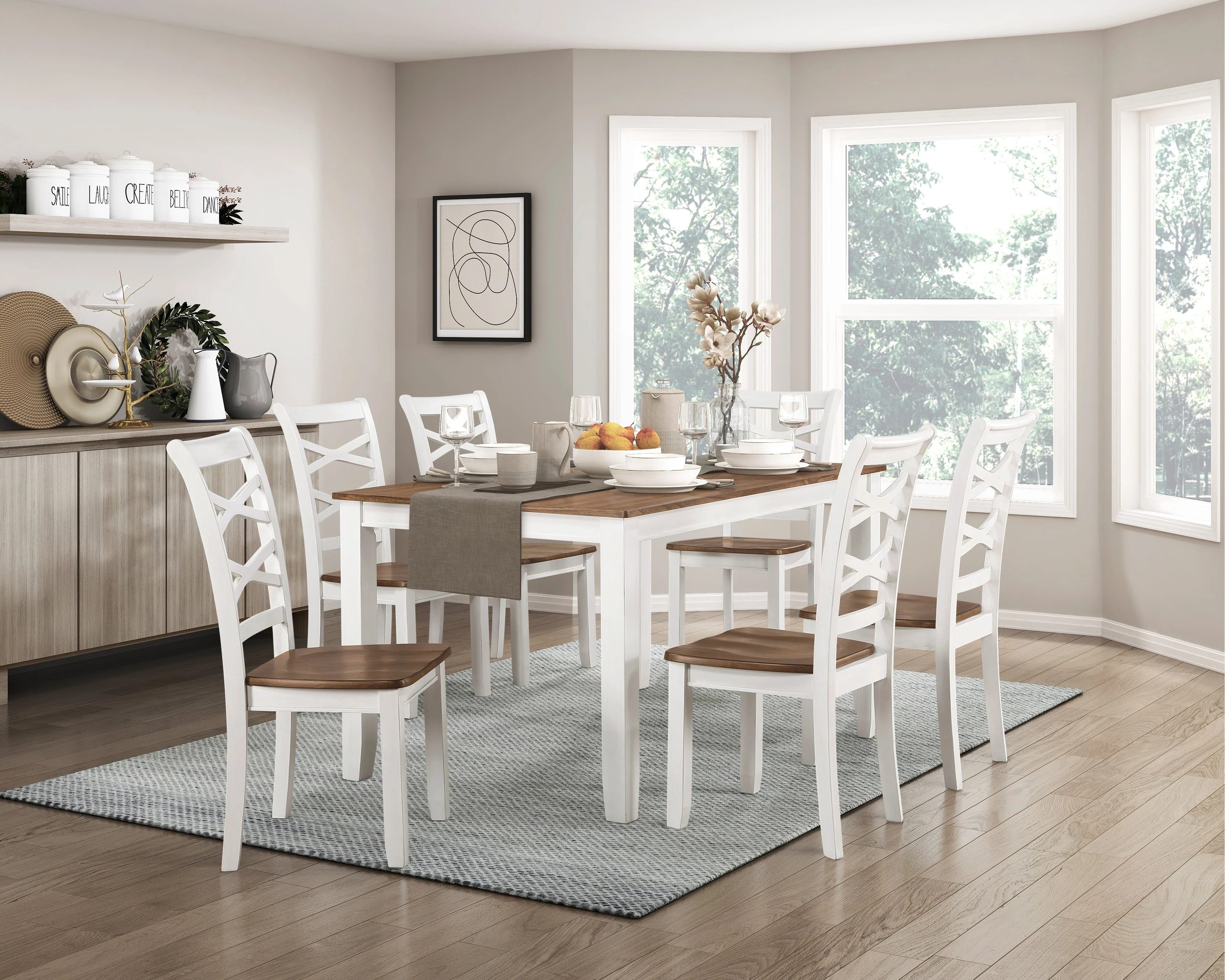 Challis Cherry/White 7-Piece Dining Set
