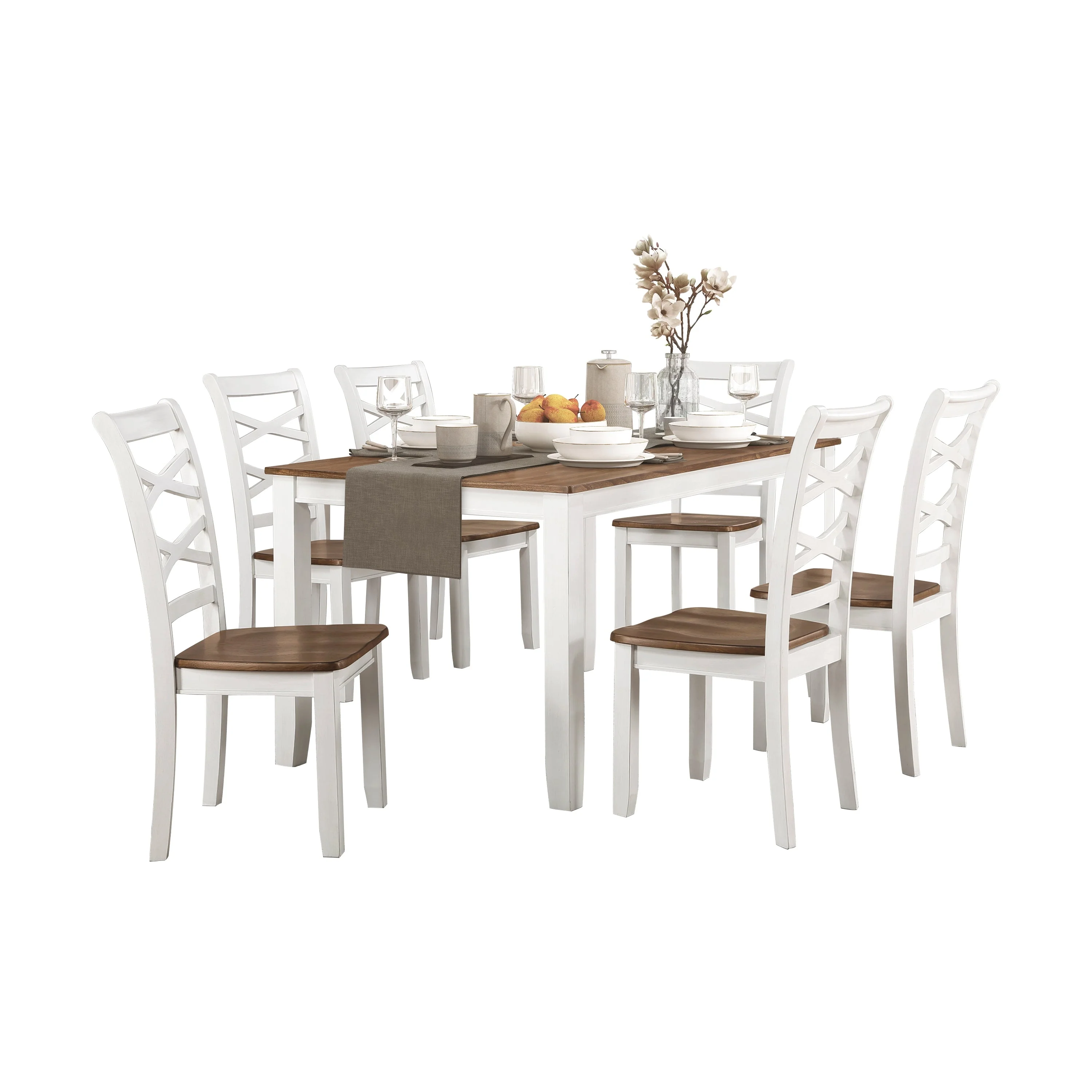 Challis Cherry/White 7-Piece Dining Set - Image 2