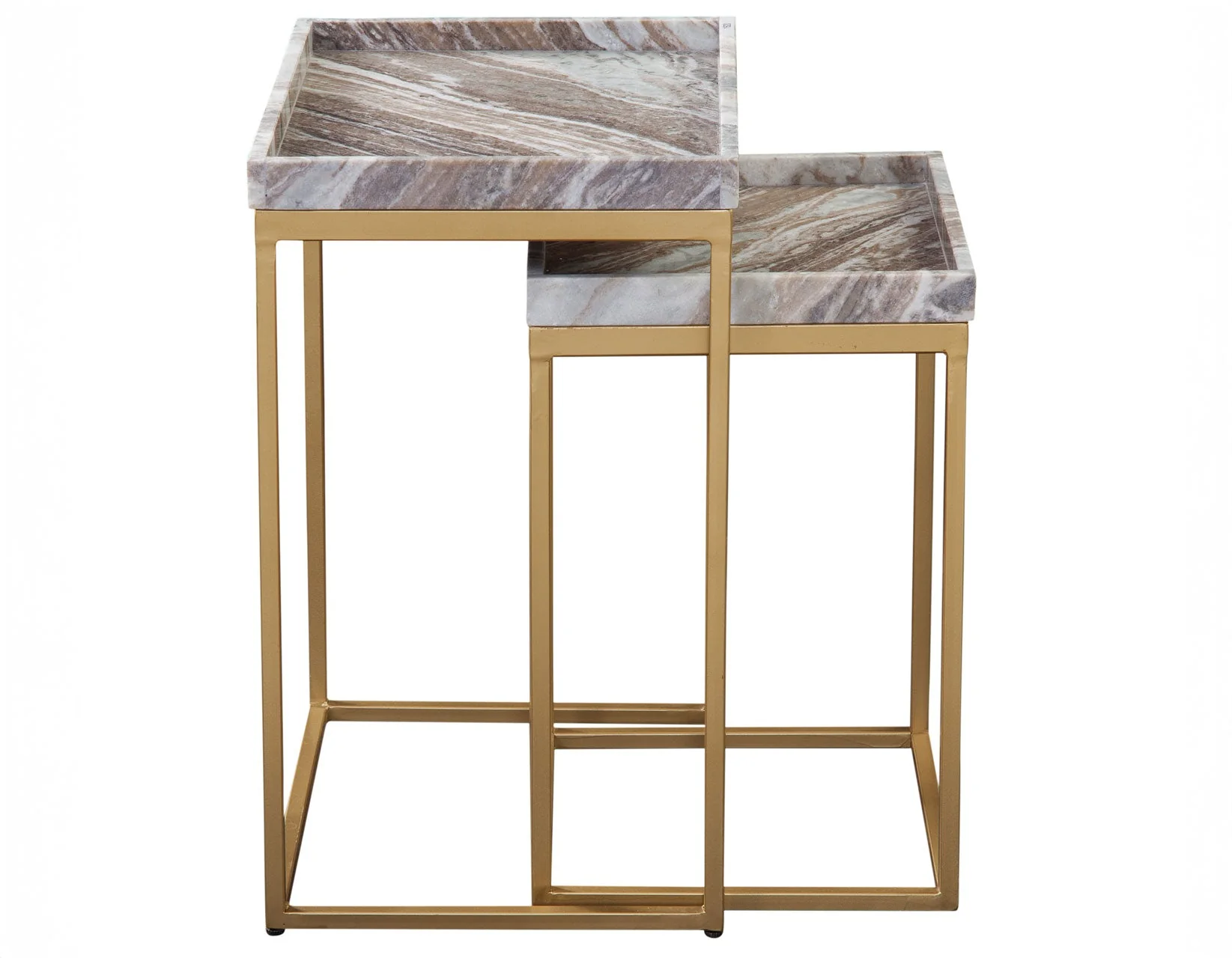 Chantel Brown Solid Marble Top Nesting Tables - Image 2