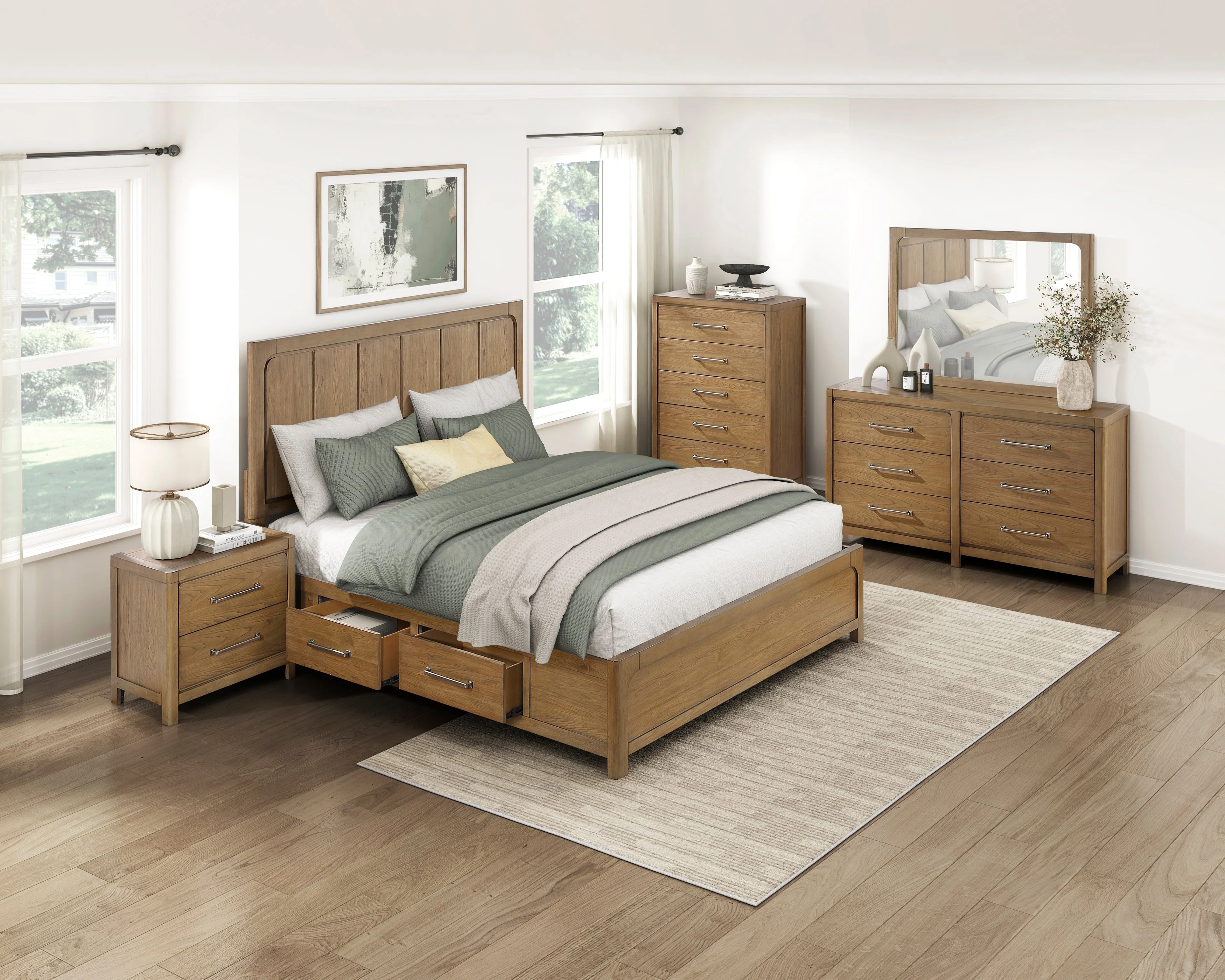 Charlotte Light Brown Eastern King Storage Platform Bed - Image 11