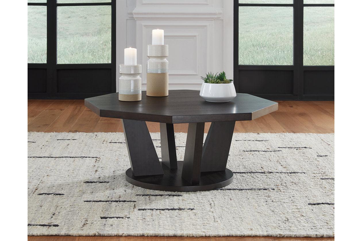 Chasinfield Dark Brown Coffee Table and 2 End Tables - Image 2