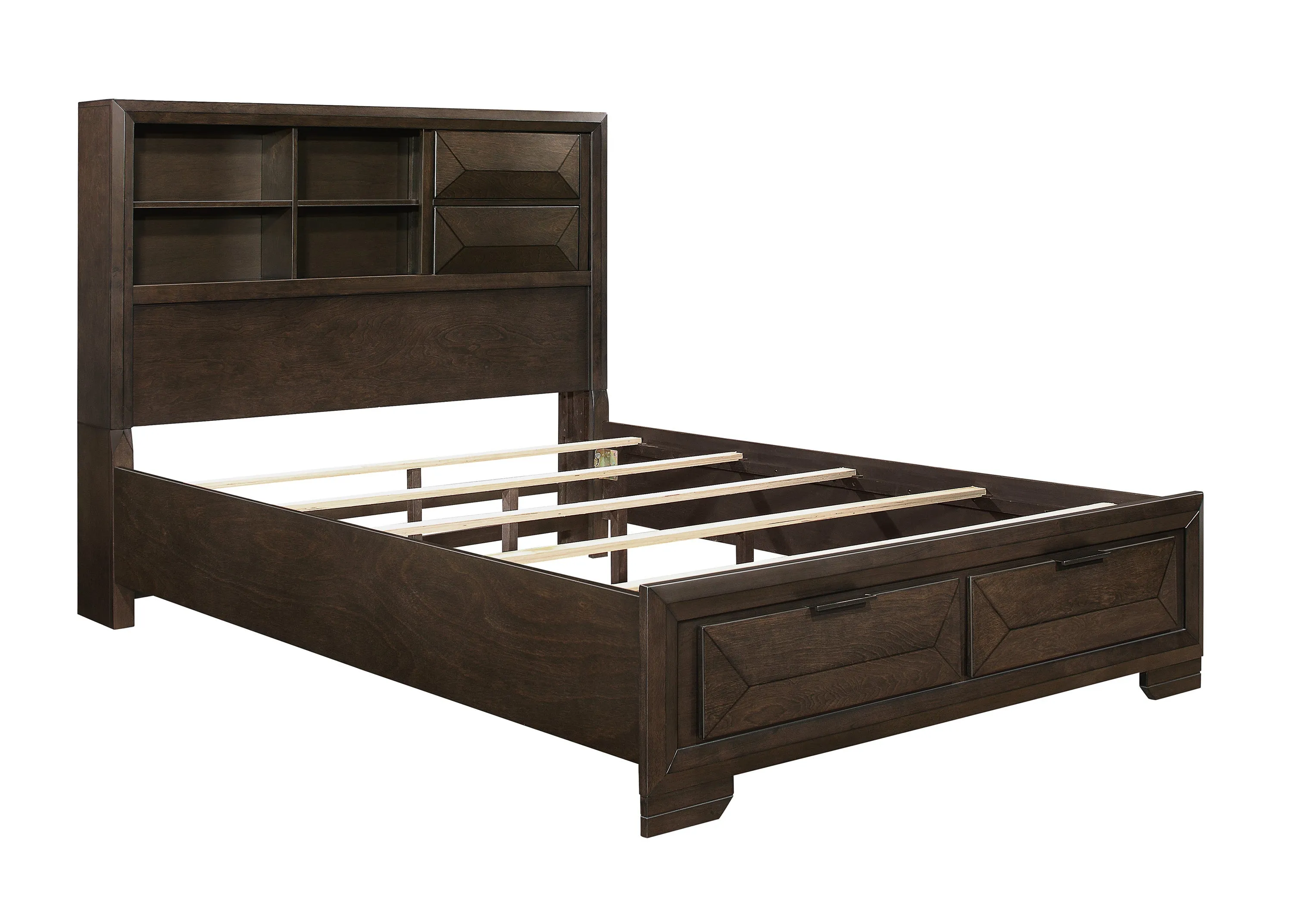 Chesky Warm Espresso Bookcase Storage Platform Bedroom Set - Image 3