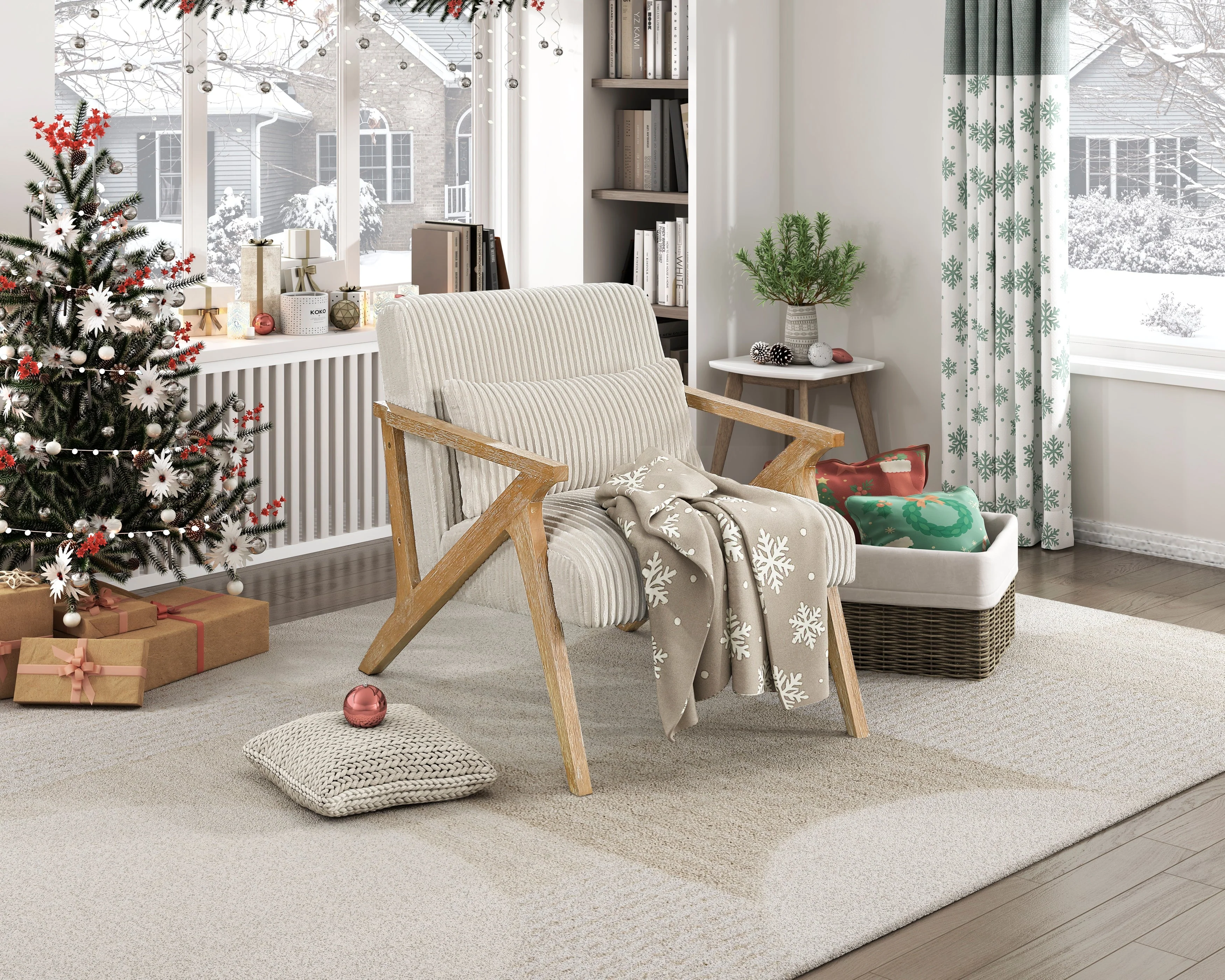 Chevron Beige Accent Chair - Image 10