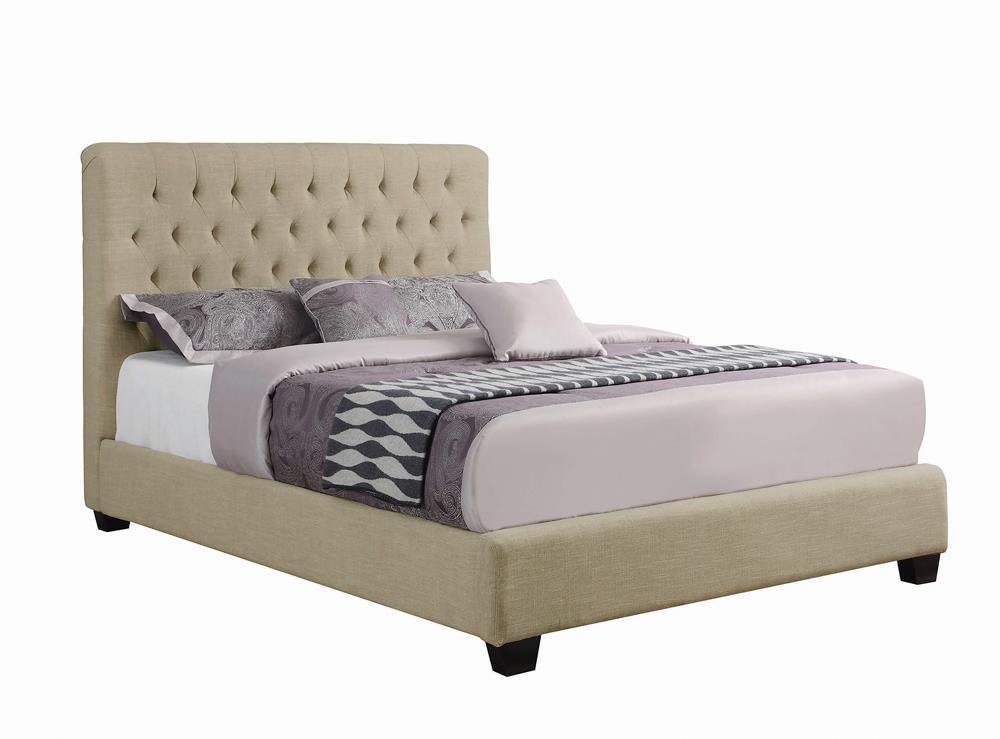Chloe Oatmeal Tufted Upholstered Full Bed - Image 2
