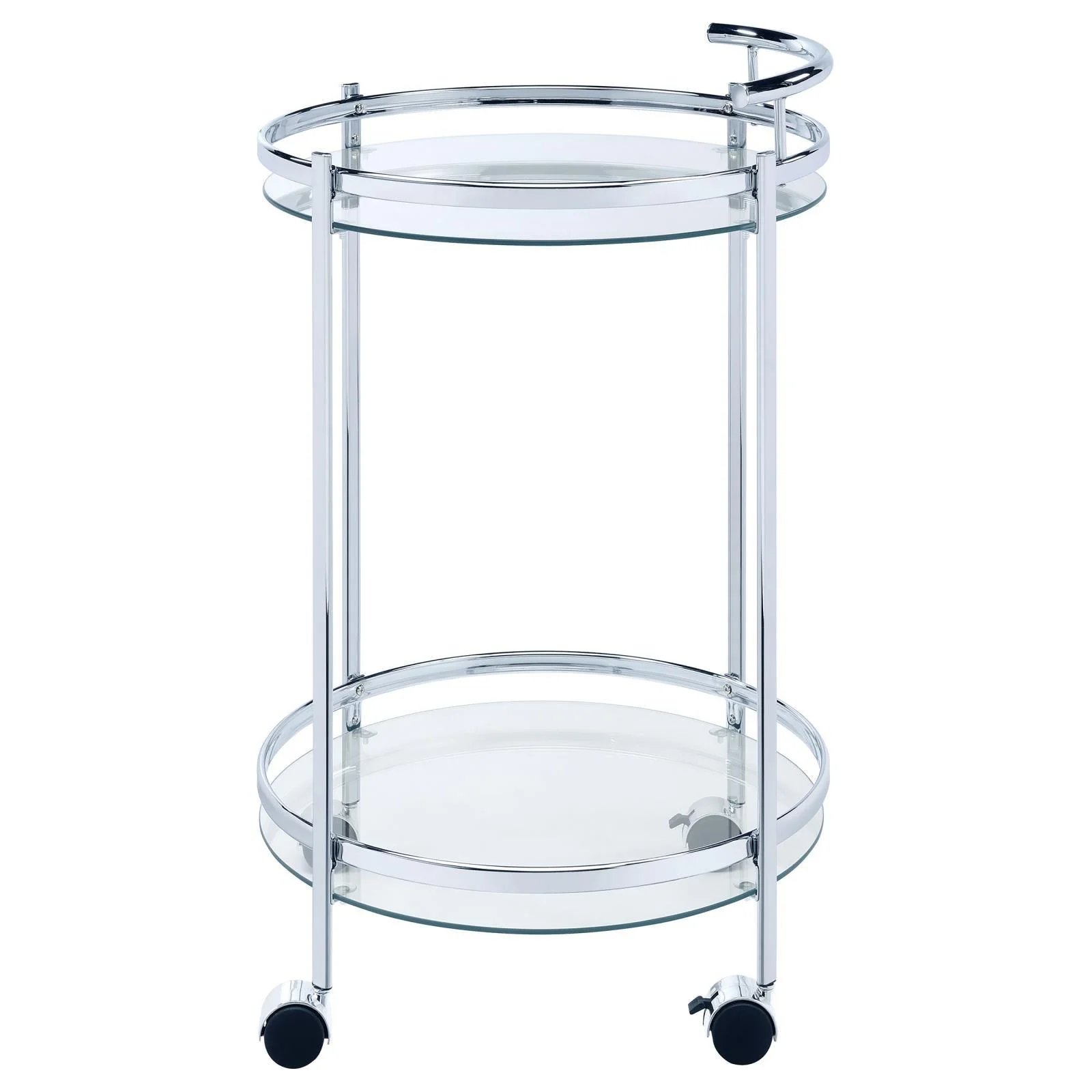Chrissy Chrome Round Glass Bar Cart - Image 4