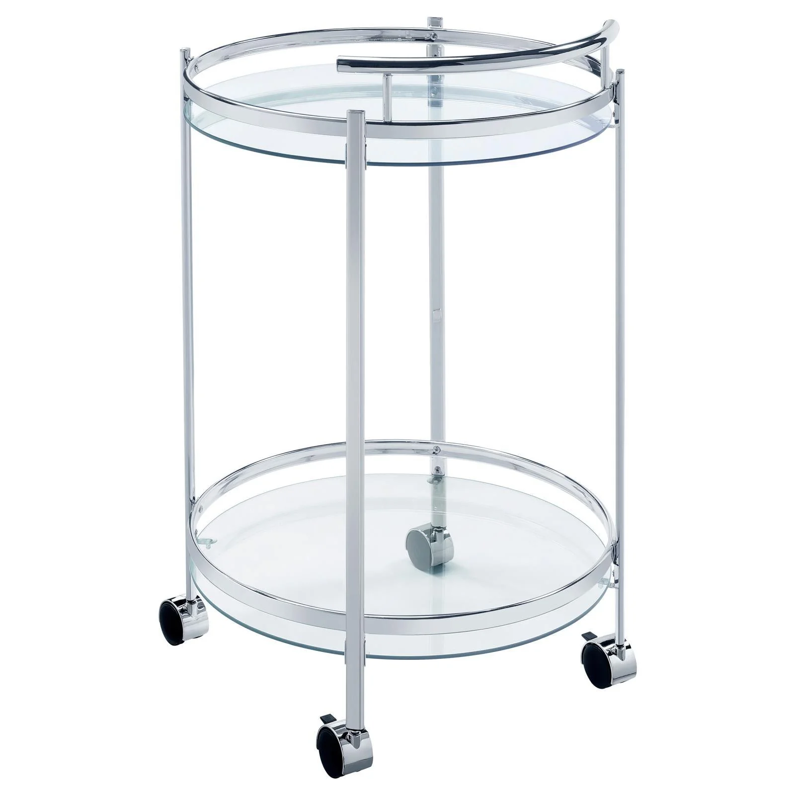 Chrissy Chrome Round Glass Bar Cart - Image 5