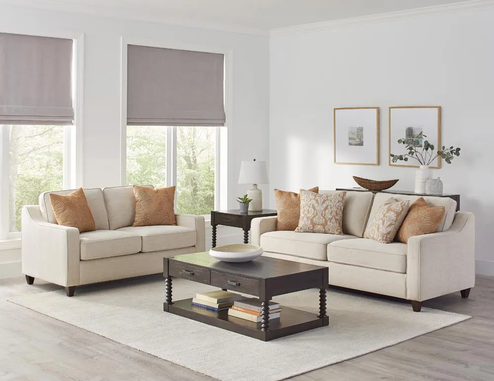 Christine Beige 3-Piece Upholstered Sloped Arm Living Room Set