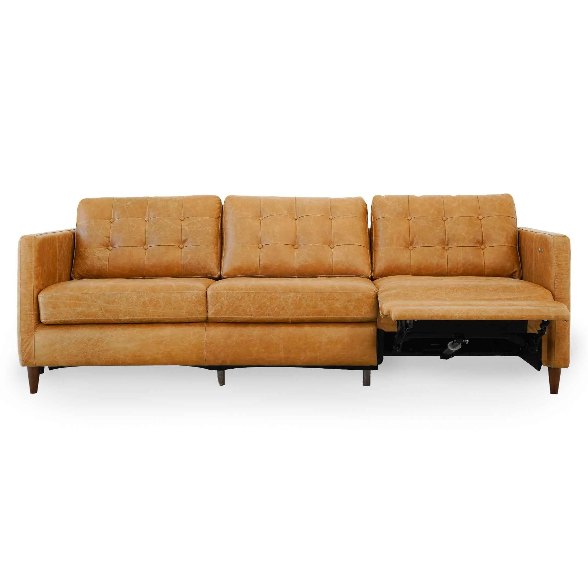 Christopher Tan Leather Electric Inclining Sofa - Right Facing - Image 3