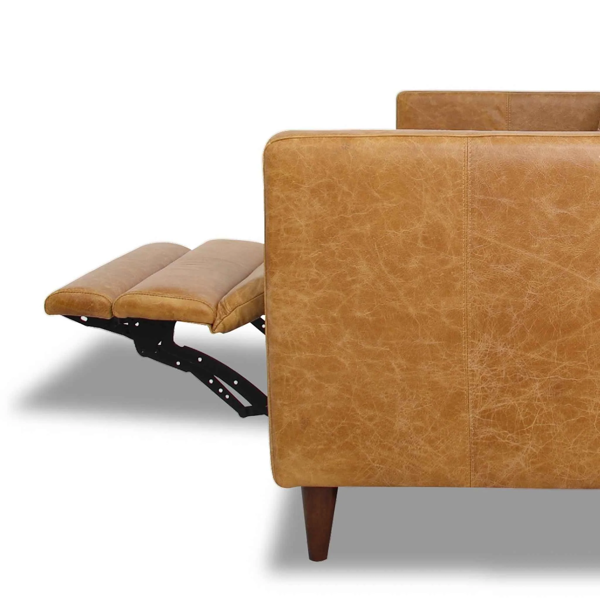 Christopher Tan Leather Electric Inclining Sofa - Right Facing - Image 4