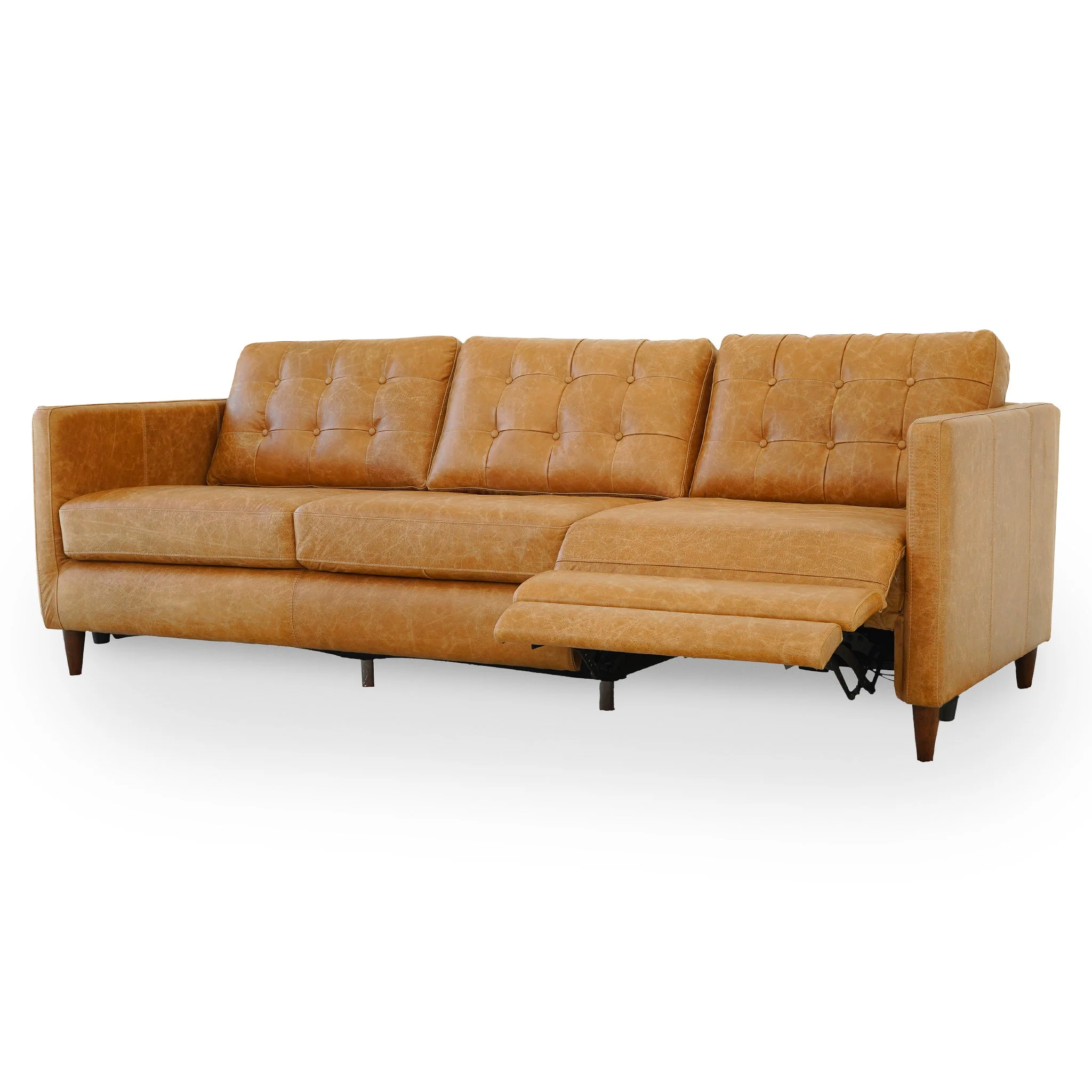 Christopher Tan Leather Electric Inclining Sofa - Right Facing - Image 5