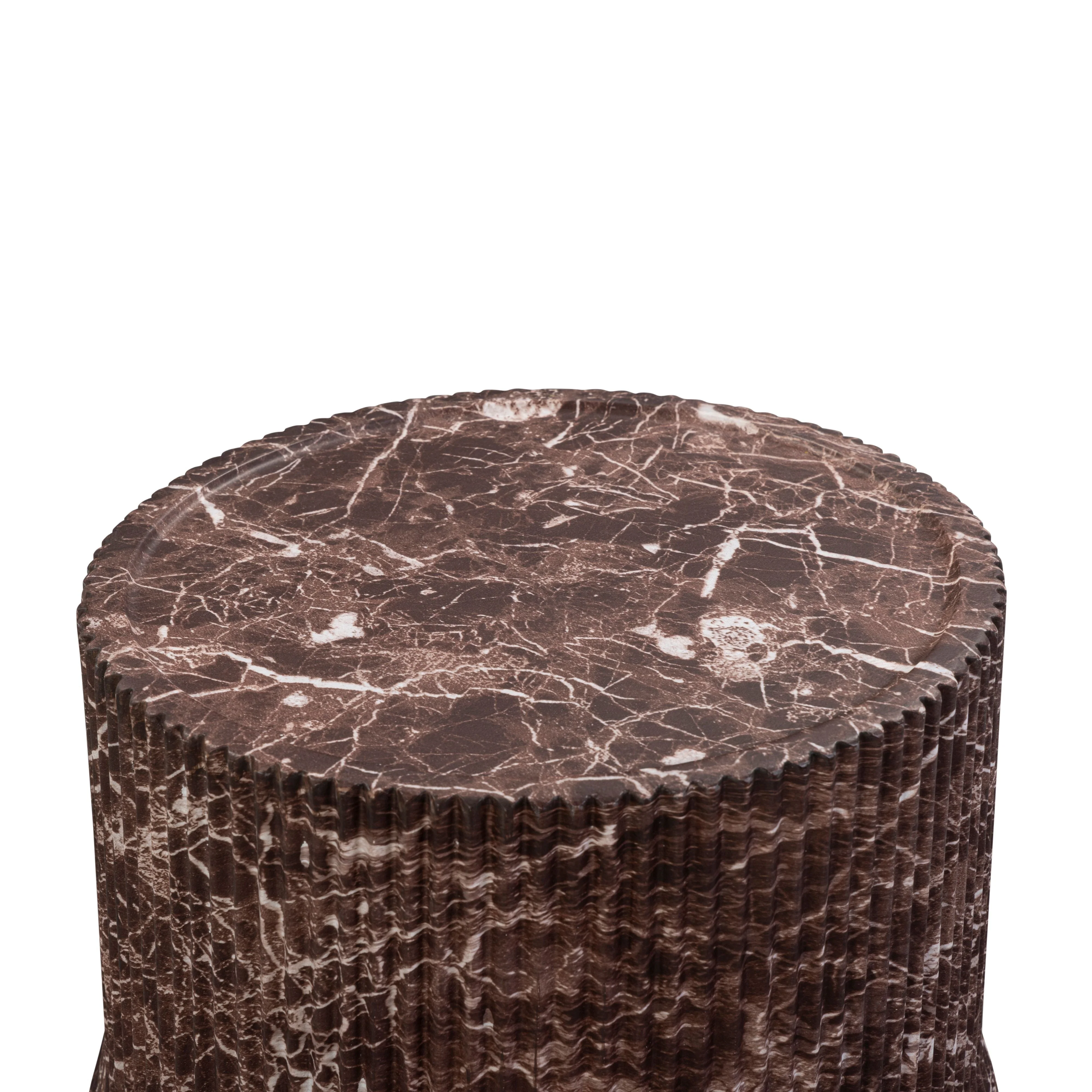 Cilla Red Faux Levanto Marble Indoor/Outdoor Concrete Side Table - Image 3