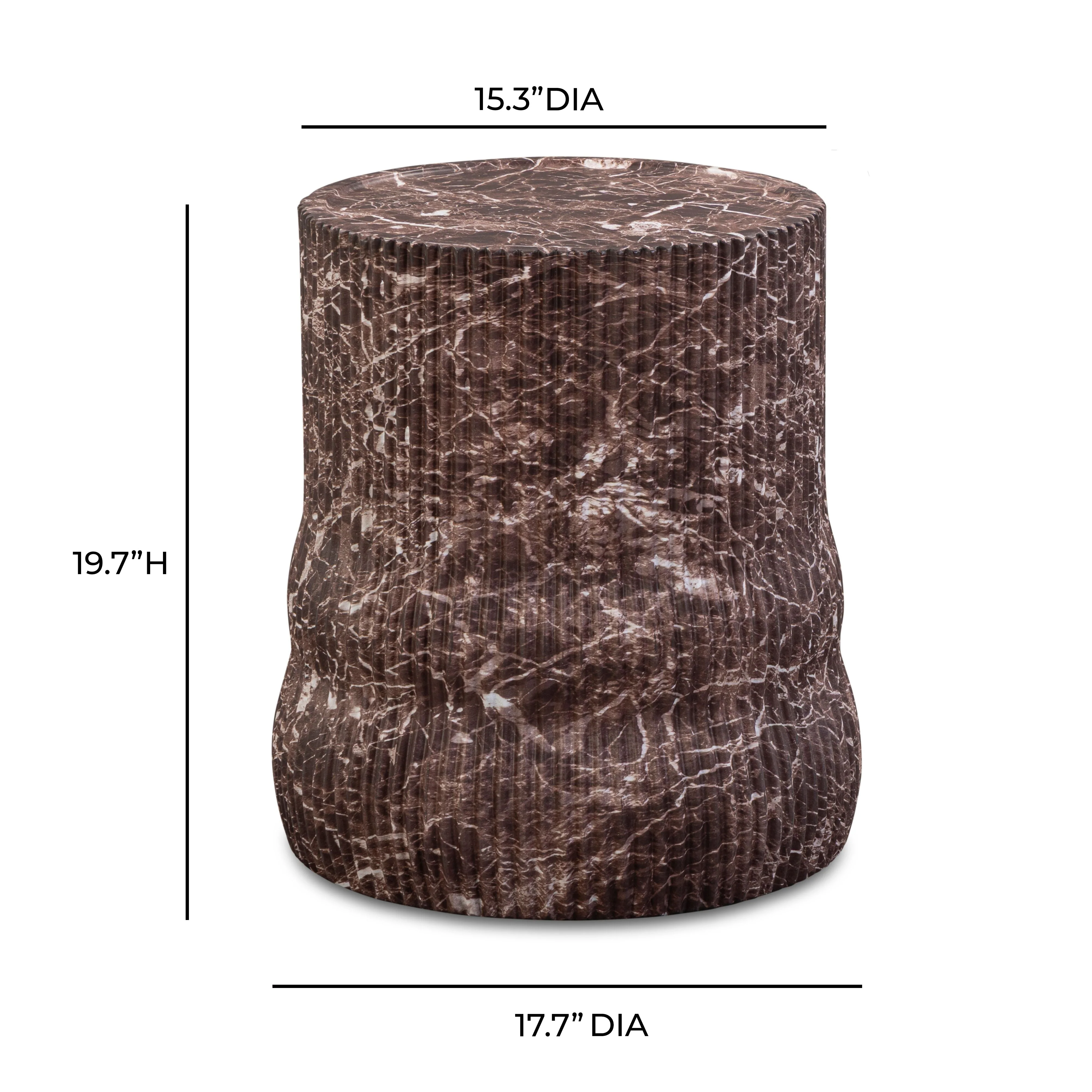 Cilla Red Faux Levanto Marble Indoor/Outdoor Concrete Side Table - Image 5