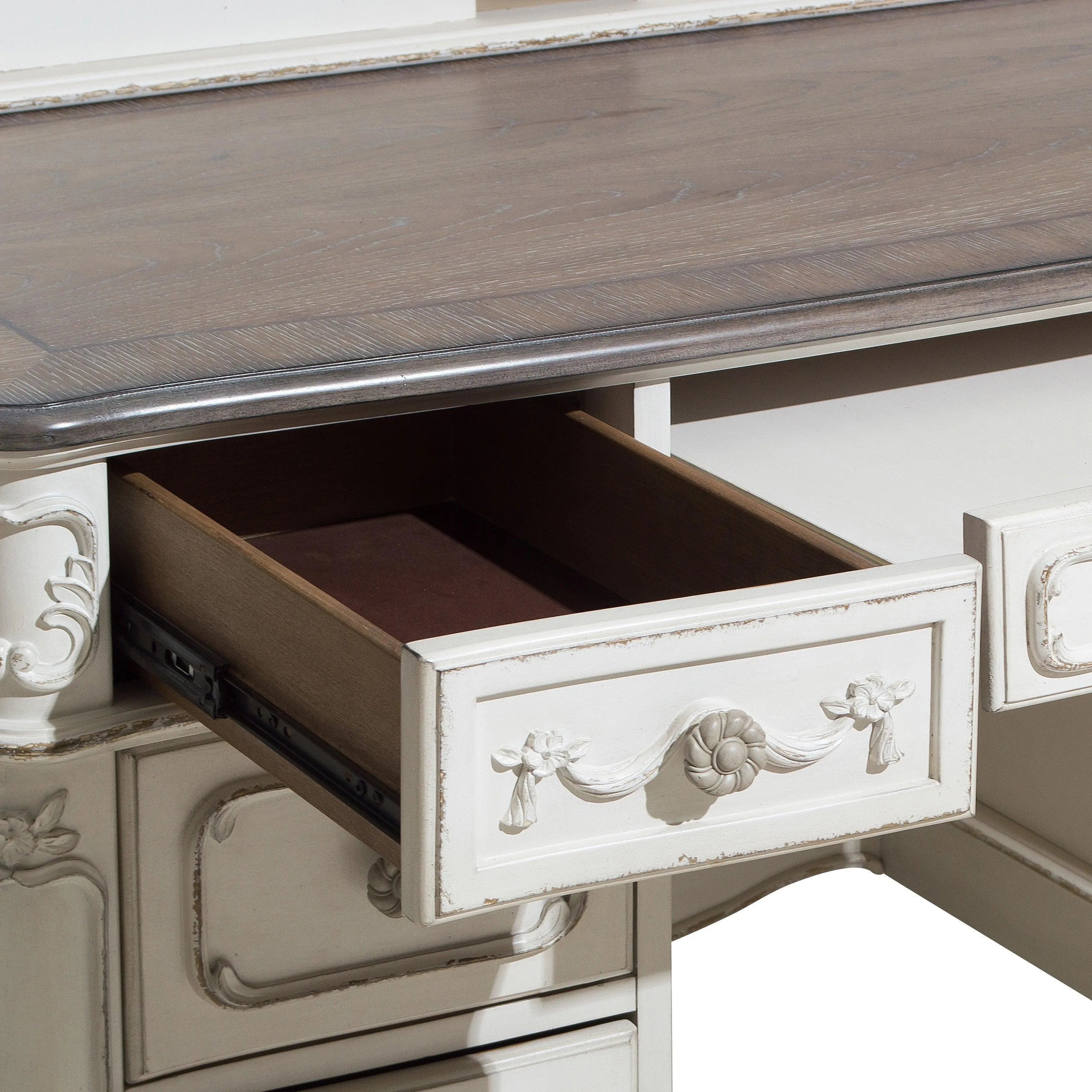 Cinderella Antique White Writing Desk with Hutch - Image 4