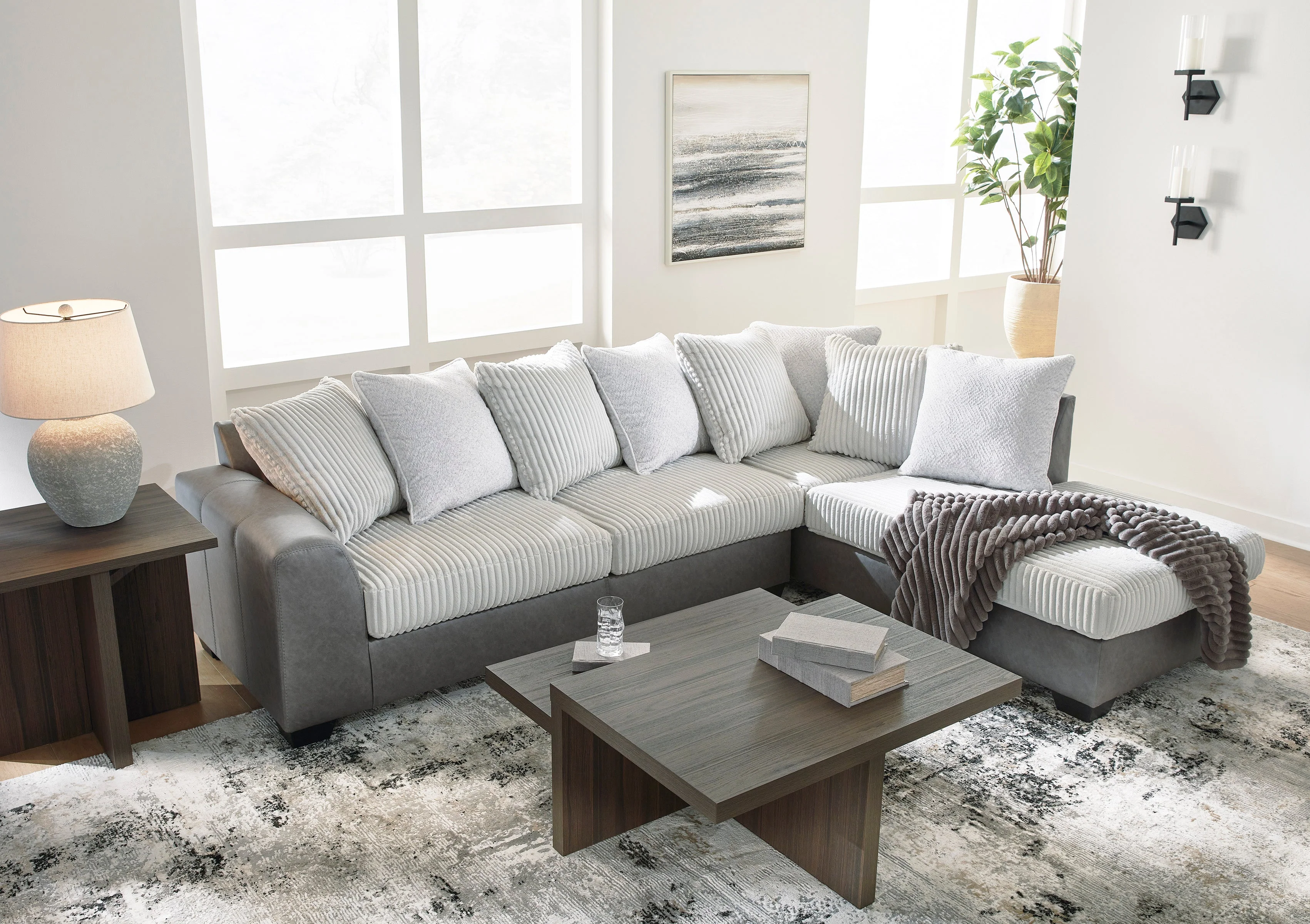 Clairette Court Alloy 2-Piece Right Arm Facing (RAF) Chaise Sectional