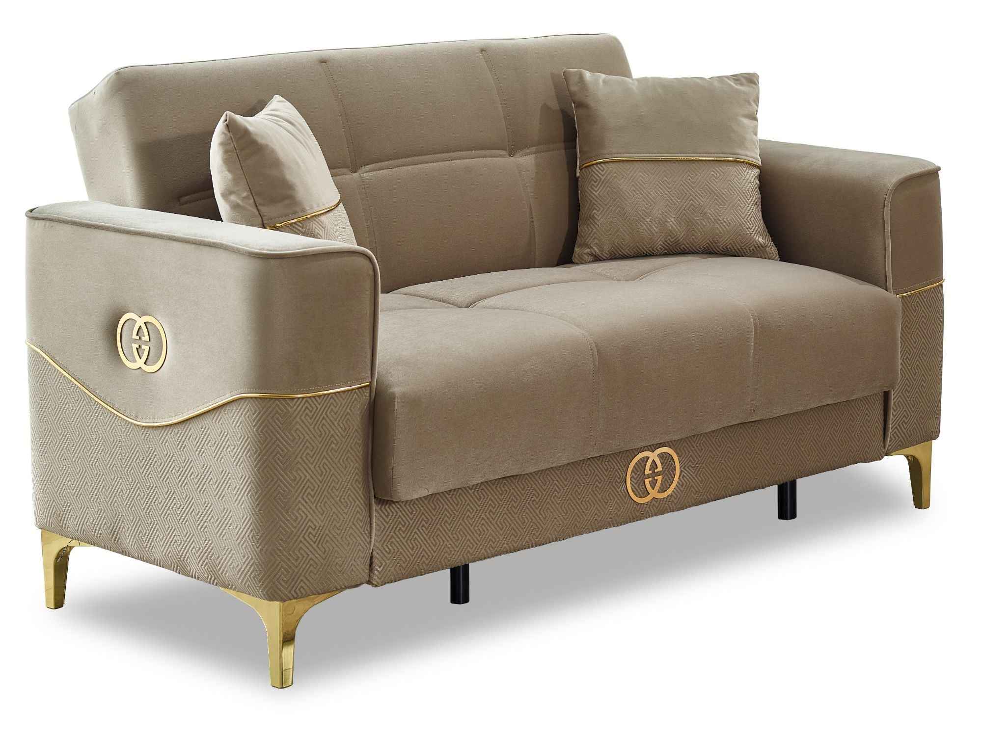 Clara Beige Convertible Loveseat