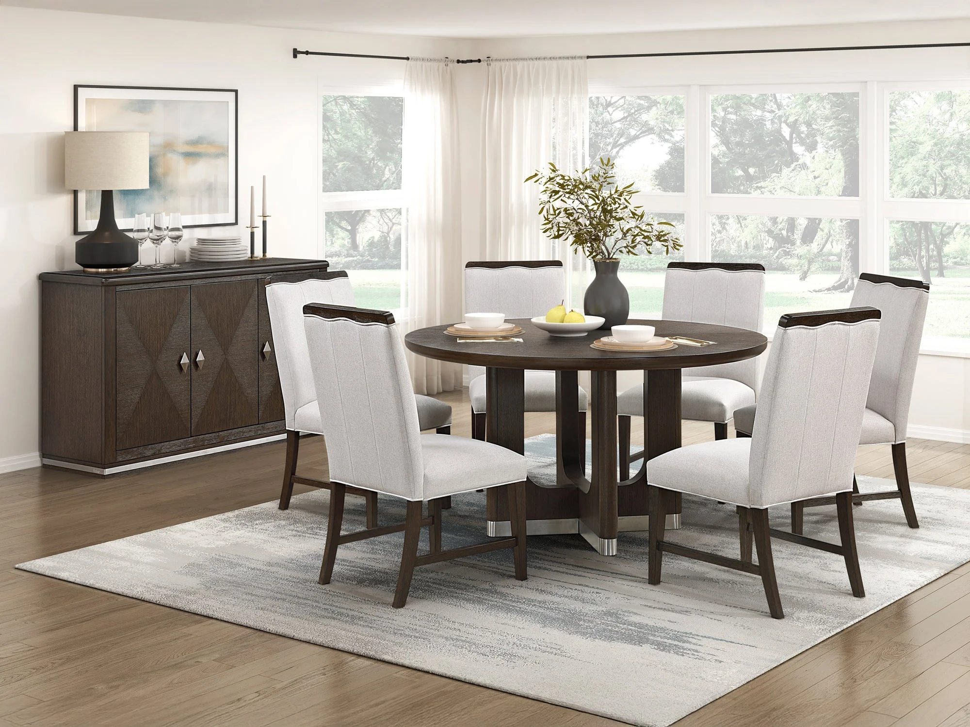Clara Home Brown and Beige 54" Round Dining Table - Image 8
