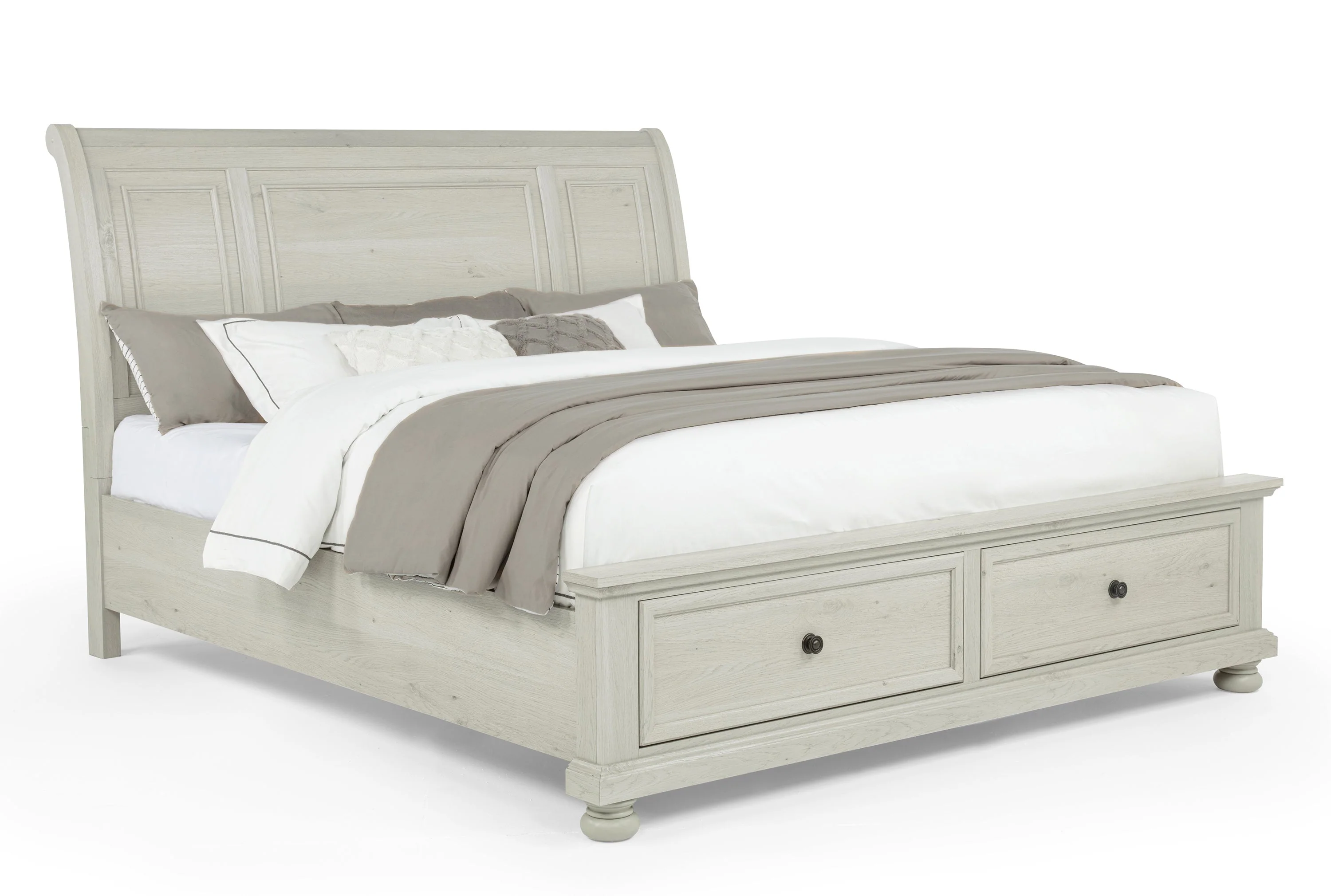 Claribelle White Queen Storage Sleigh Bed