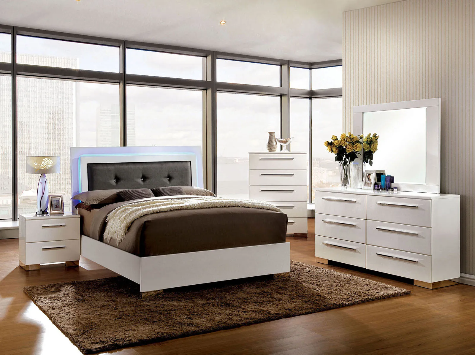 Clementine Glossy White Full Bed - Image 2