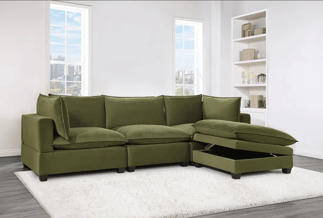 Cloud Olive Velvet Modular Sectional