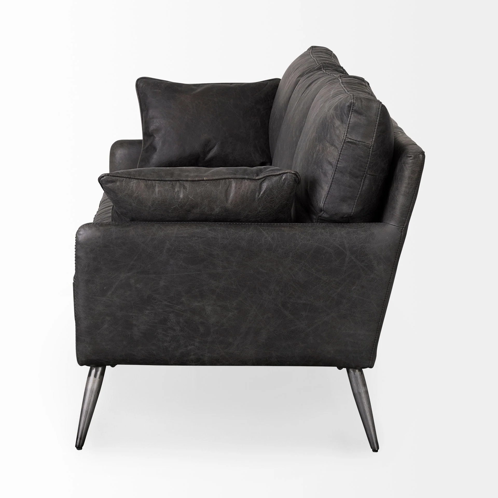 Cochrane Black Leather Three Seater Sofa - Image 3