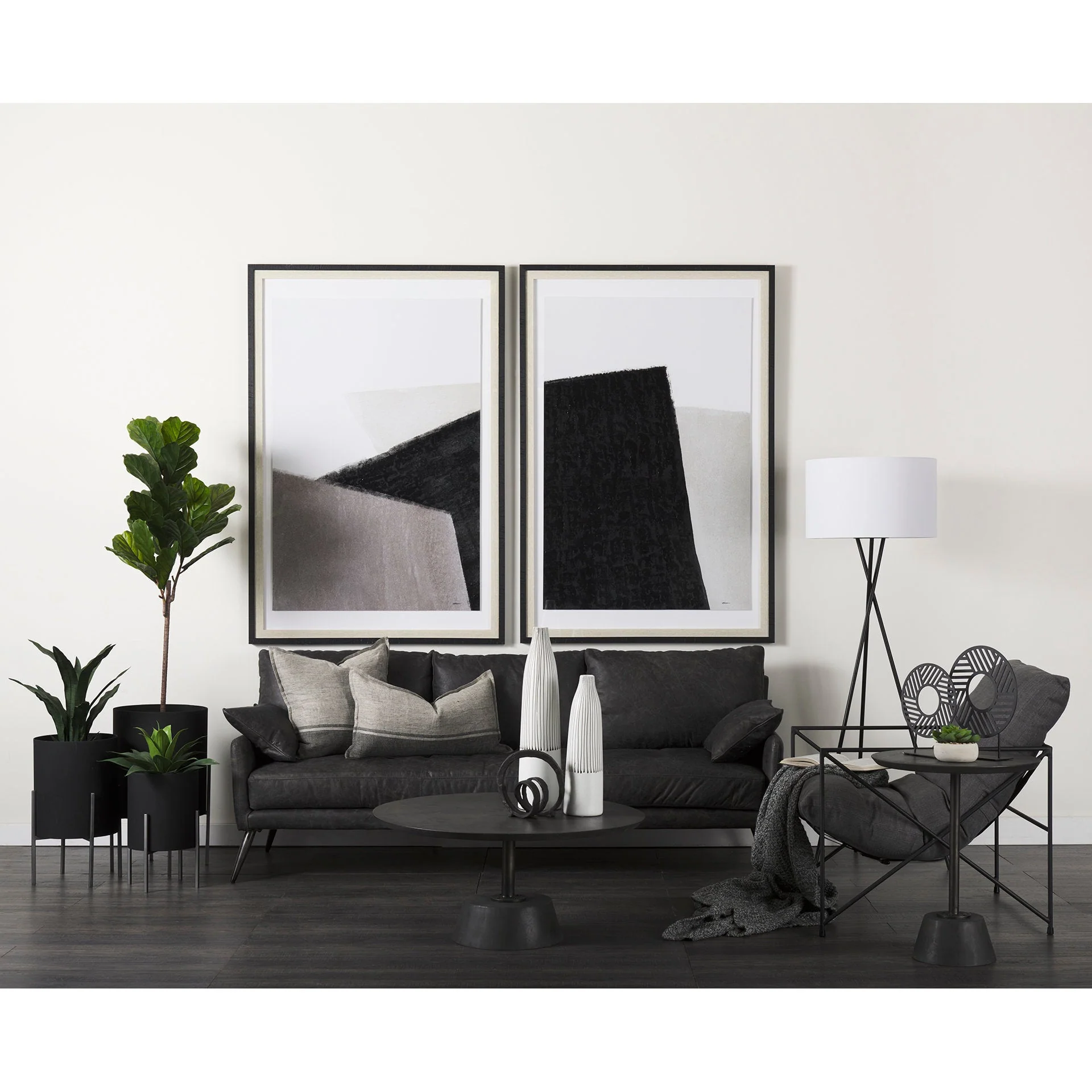Cochrane Black Leather Three Seater Sofa - Image 9