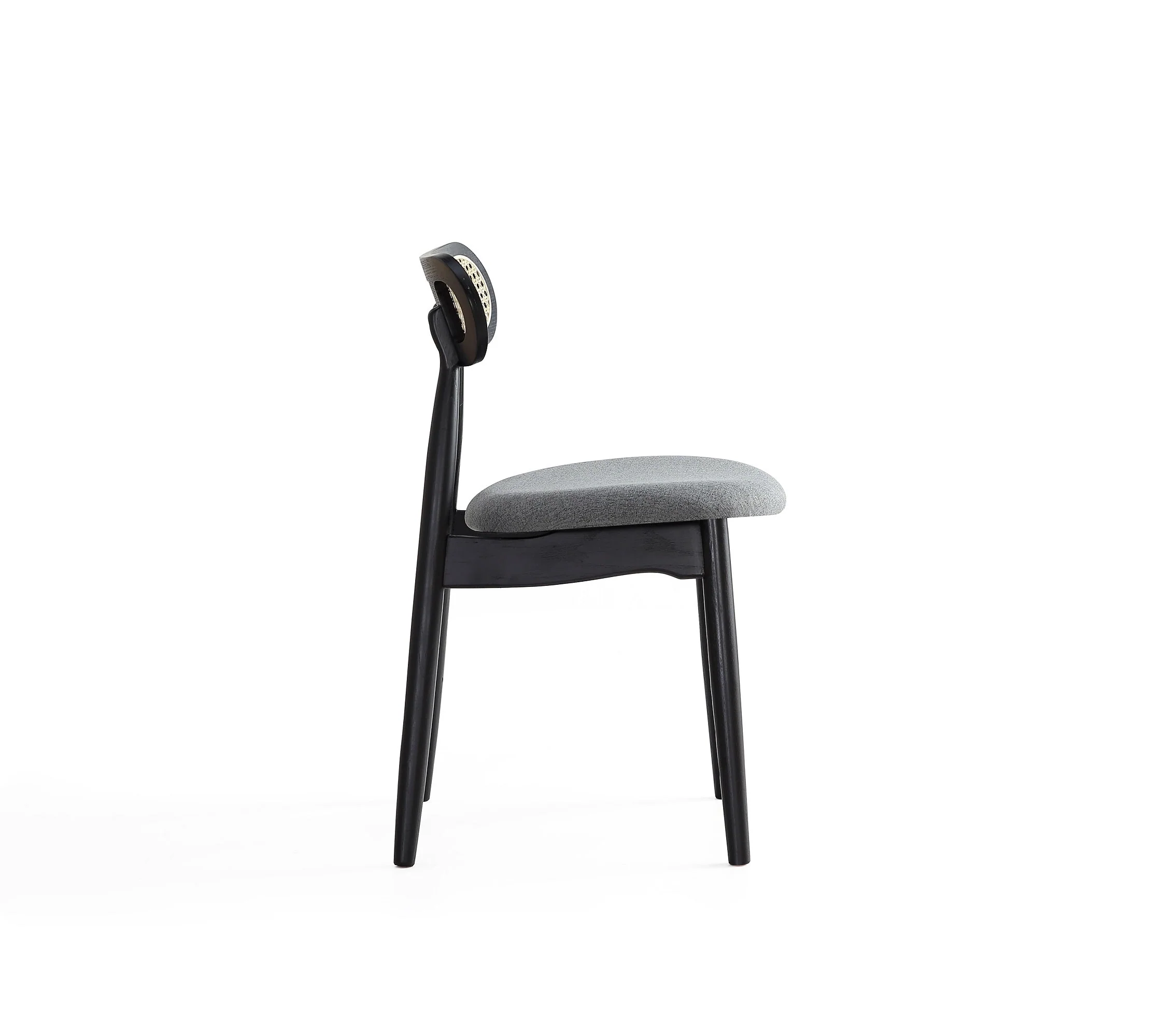 Colbert Dining Chair in Black and Cane with Grey Upholstered Seating (set of 2) - Image 5