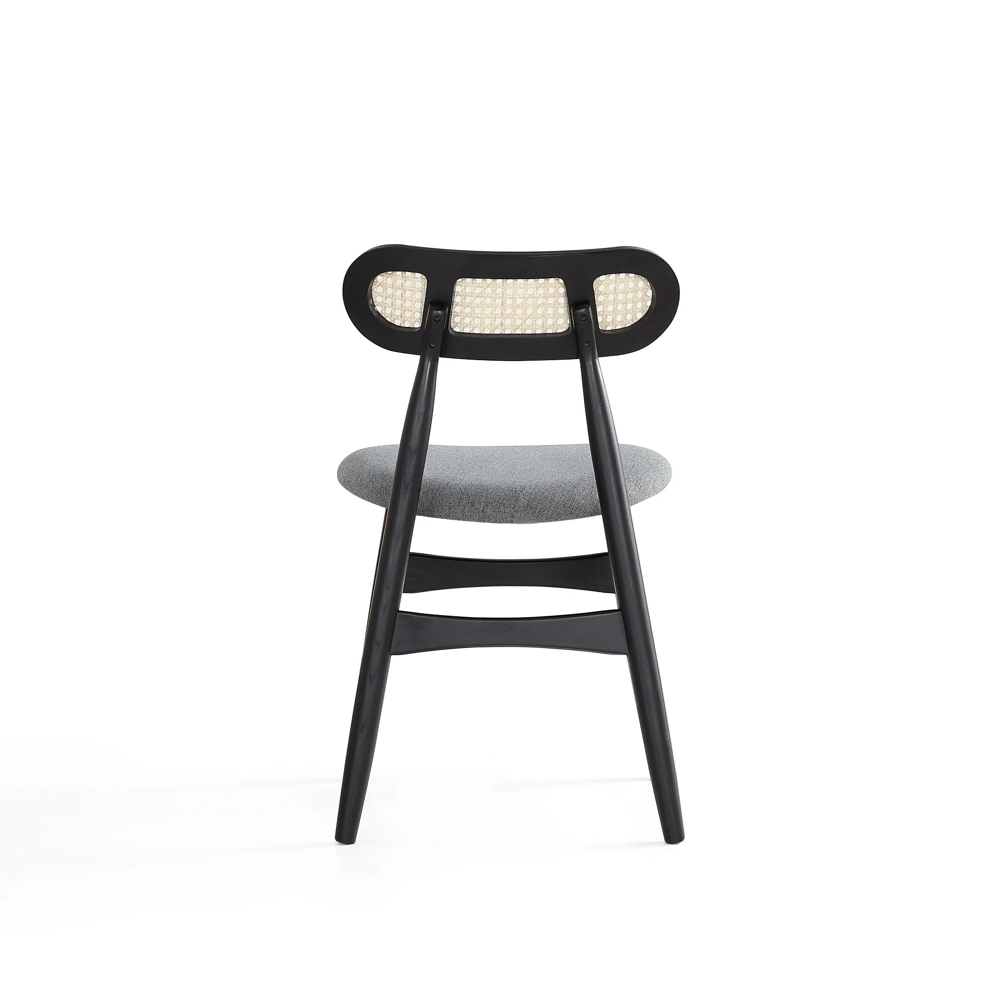 Colbert Dining Chair in Black and Cane with Grey Upholstered Seating (set of 2) - Image 7