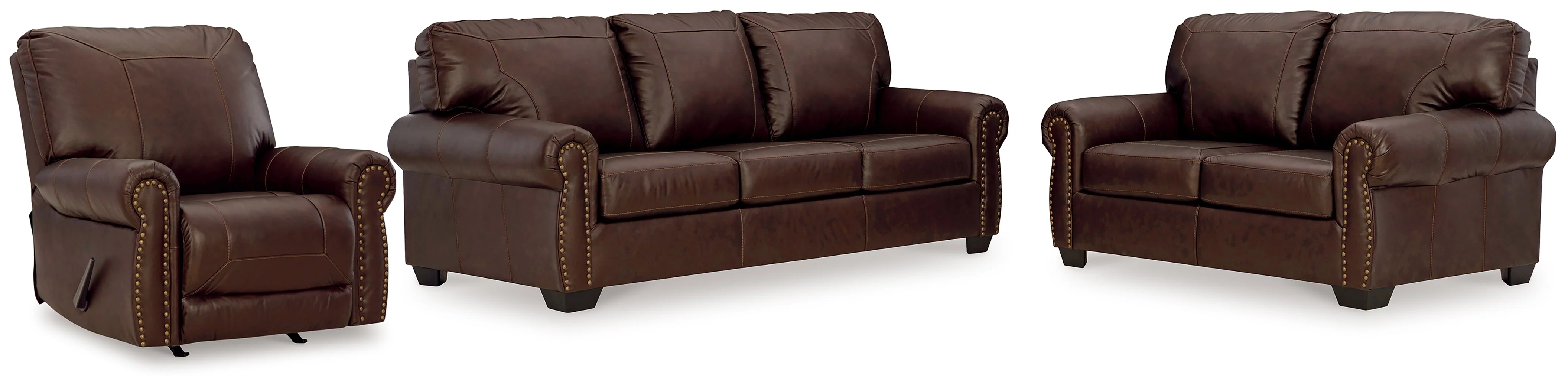 Colleton Sofa, Loveseat and Recliner in Dark Brown - Image 24