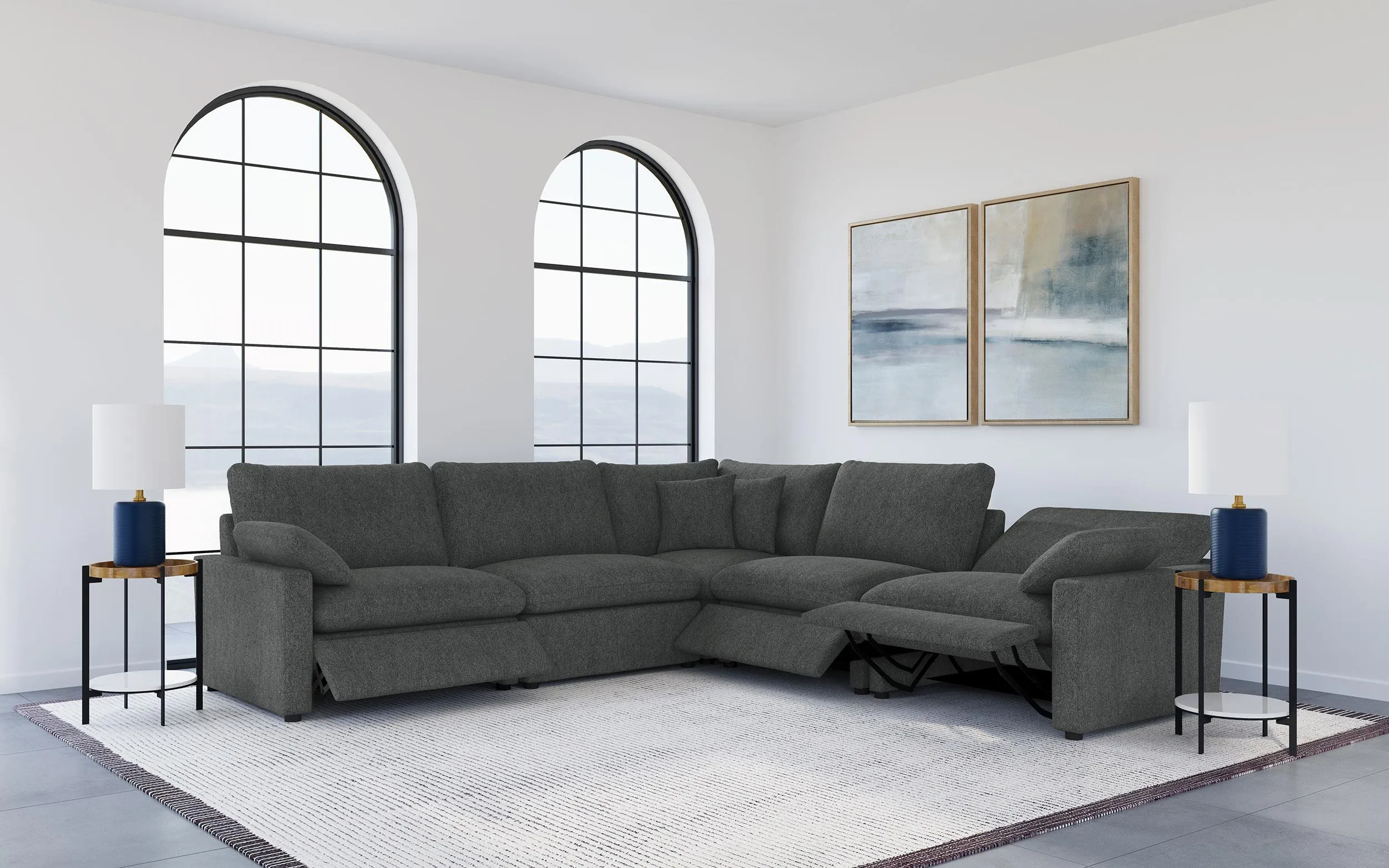 Collins Dark Grey 5-piece Modular Power Reclining Sectional - Image 16
