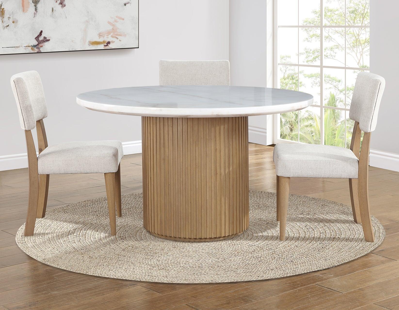 Colvin 52″ Round White Marble Table, Toffee Finish - Image 6